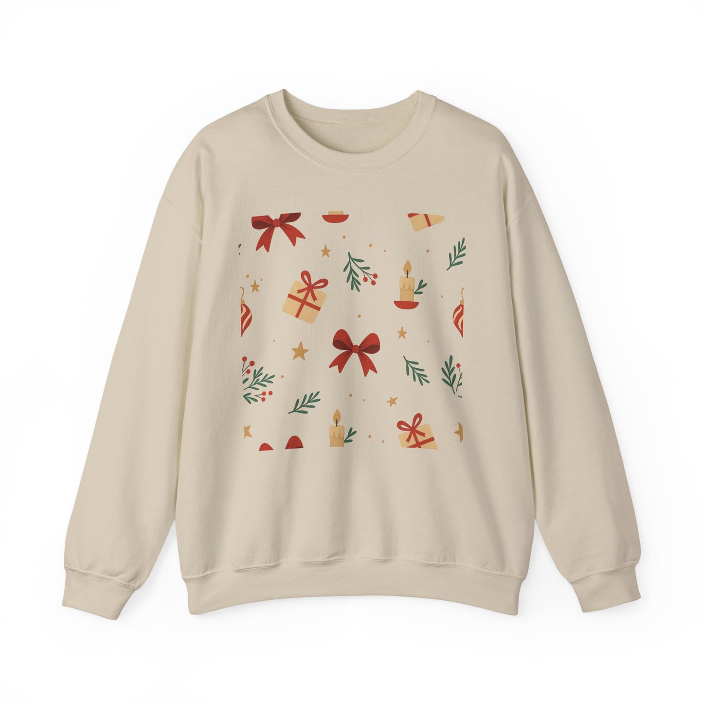 Holiday Pattern Sweatshirt — Festive Gifts & Candle Design Crewneck