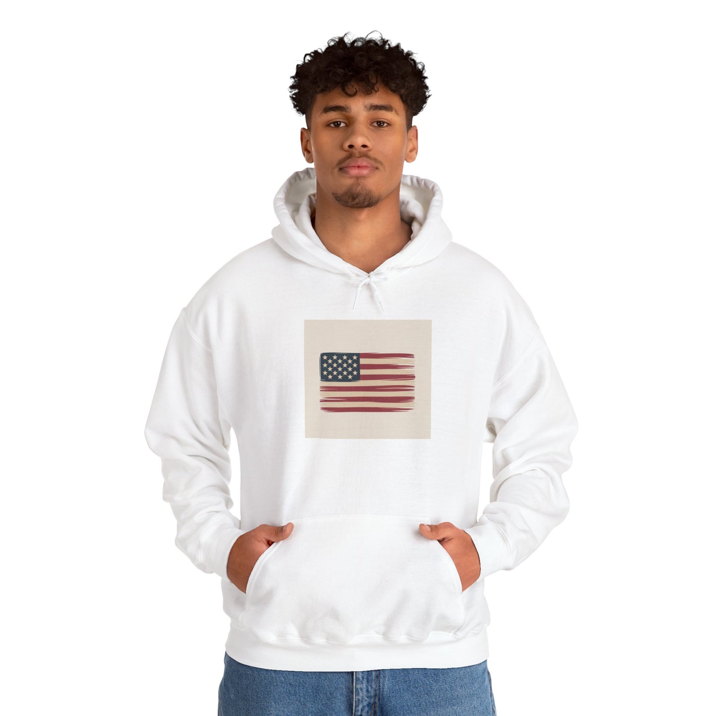 Vintage American Flag Hoodie — Distressed USA Patriotic Sweatshirt