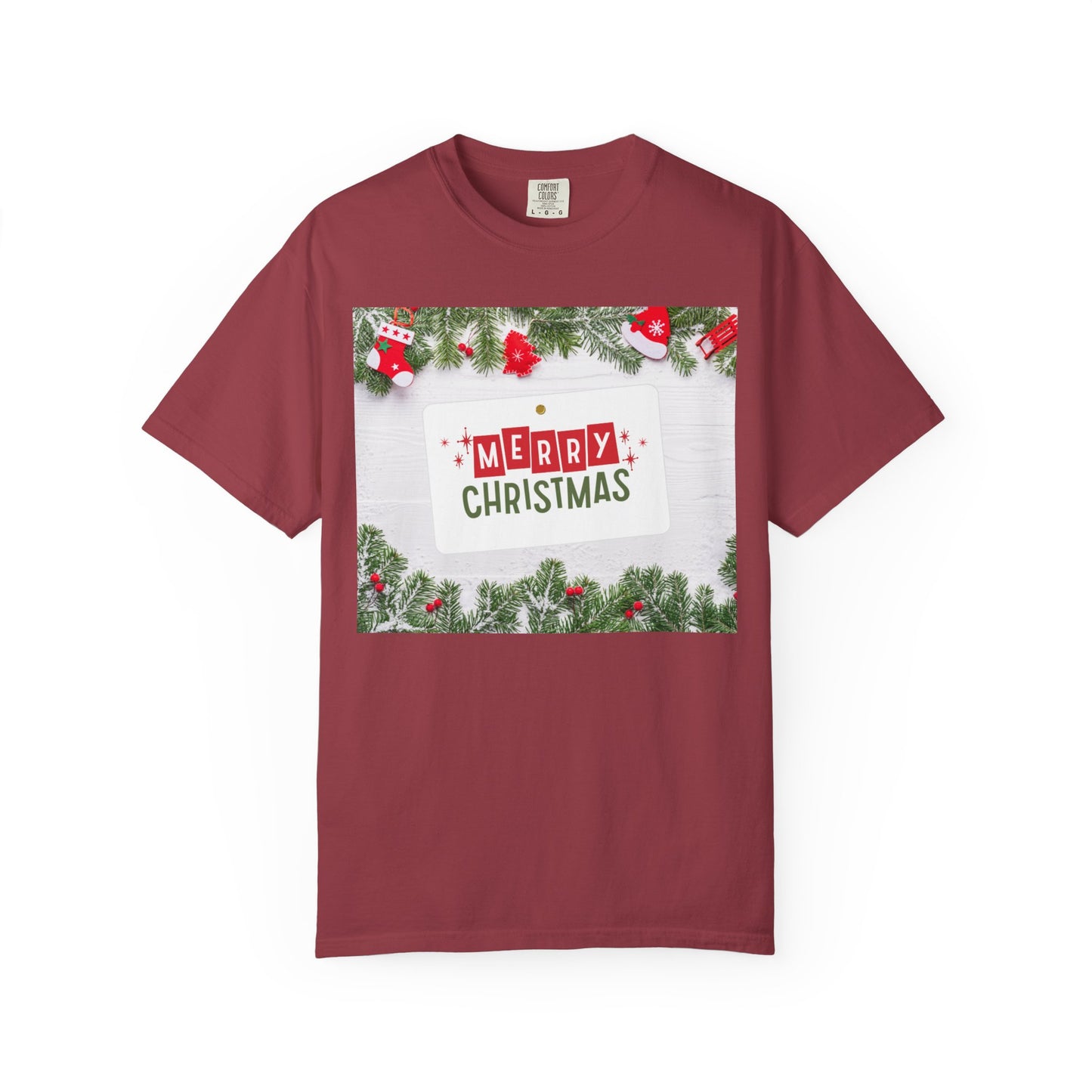 Merry Christmas Holiday T-Shirt — Festive Pine & Ornament Graphic
