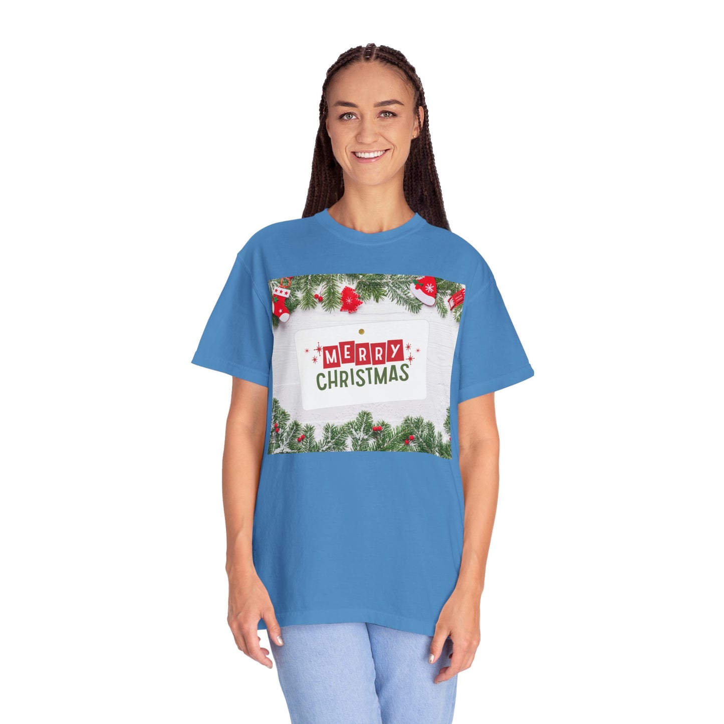 Merry Christmas Holiday T-Shirt — Festive Pine & Ornament Graphic