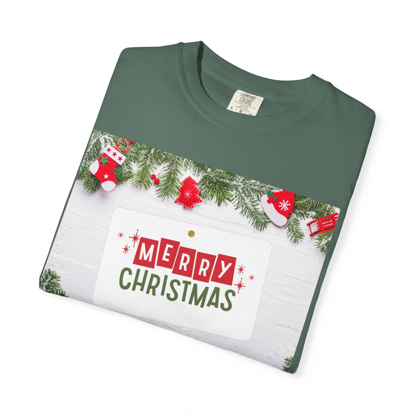 Merry Christmas Holiday T-Shirt — Festive Pine & Ornament Graphic