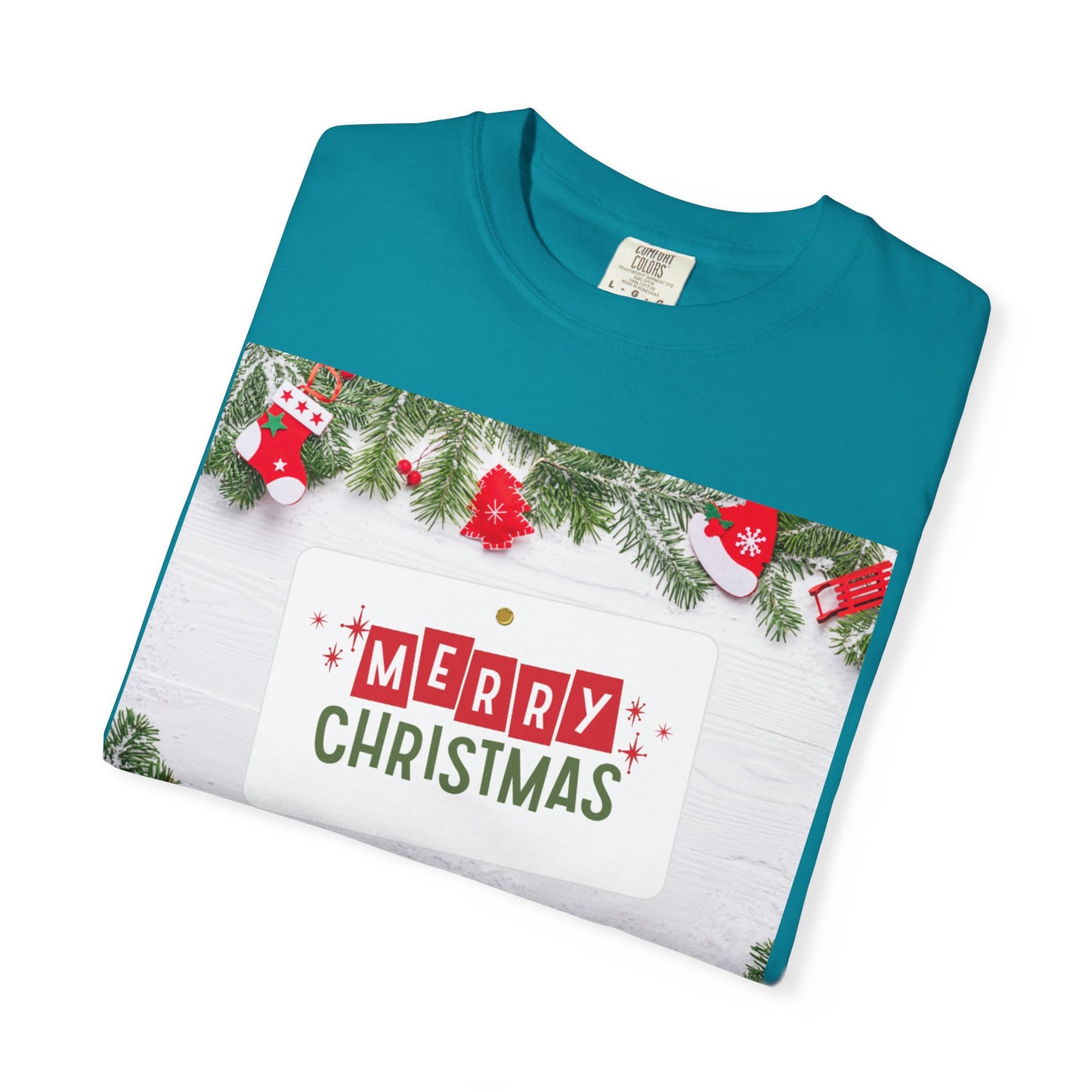 Merry Christmas Holiday T-Shirt — Festive Pine & Ornament Graphic