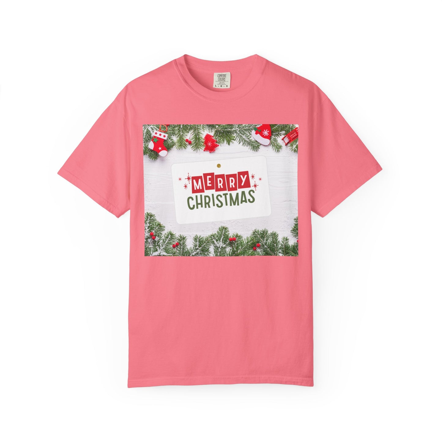 Merry Christmas Holiday T-Shirt — Festive Pine & Ornament Graphic