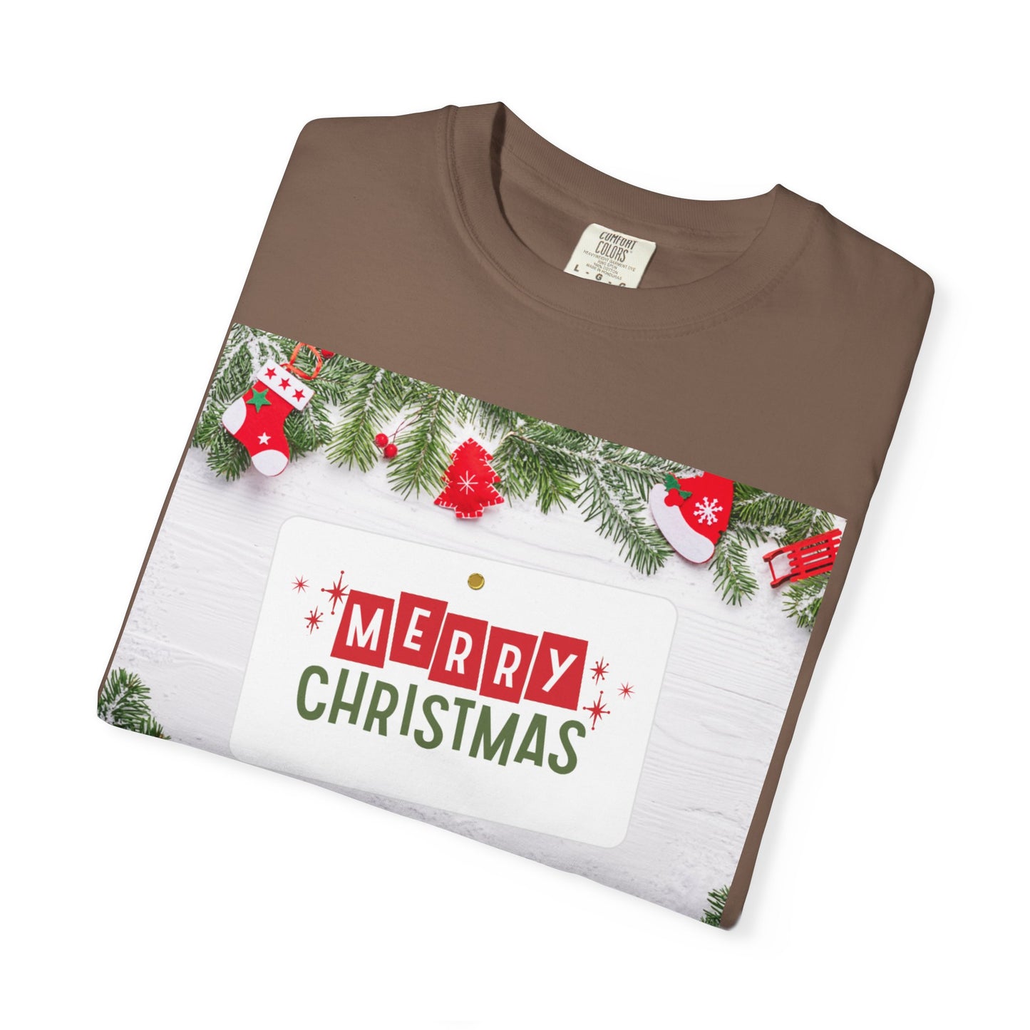 Merry Christmas Holiday T-Shirt — Festive Pine & Ornament Graphic