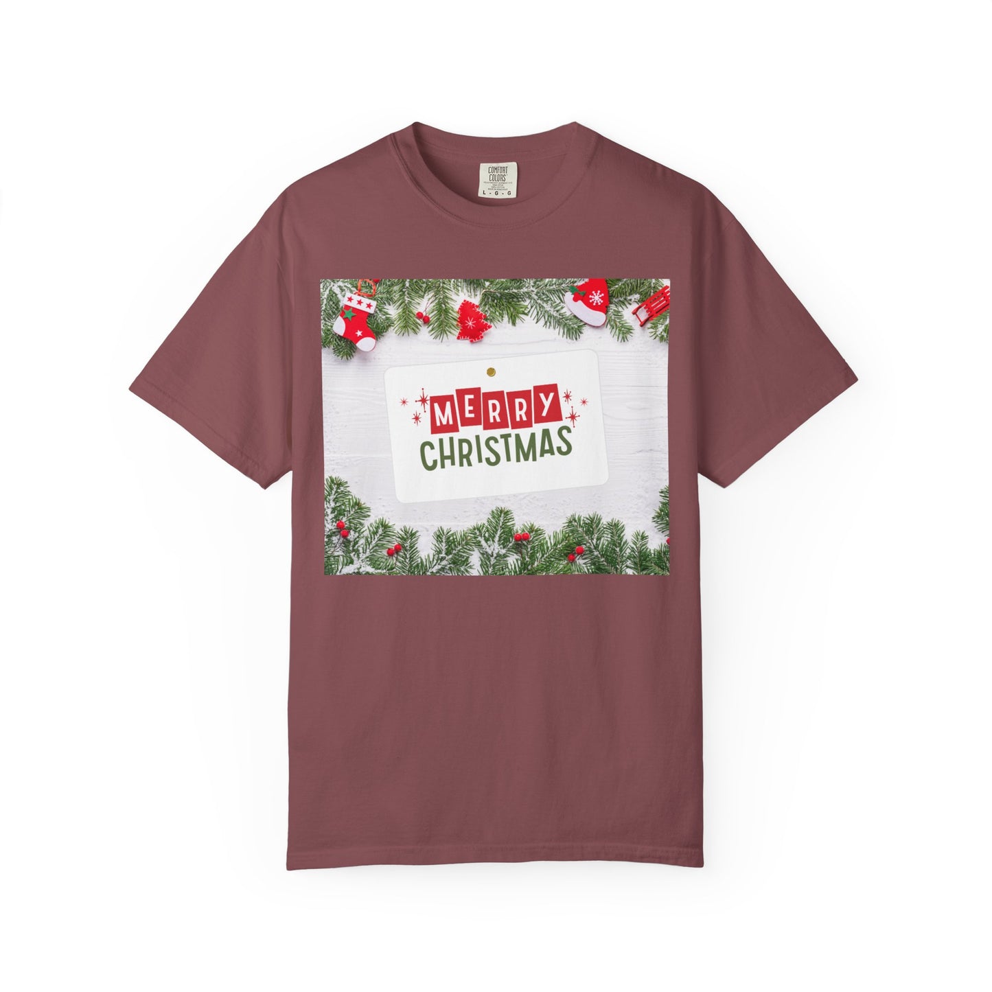 Merry Christmas Holiday T-Shirt — Festive Pine & Ornament Graphic
