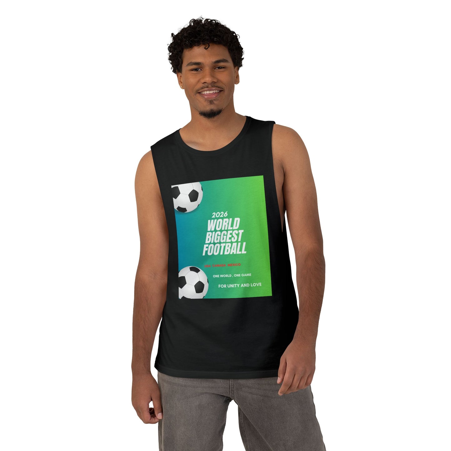 Football Graphic Tank Top — "World Biggest Football 2028" Sports Tee
