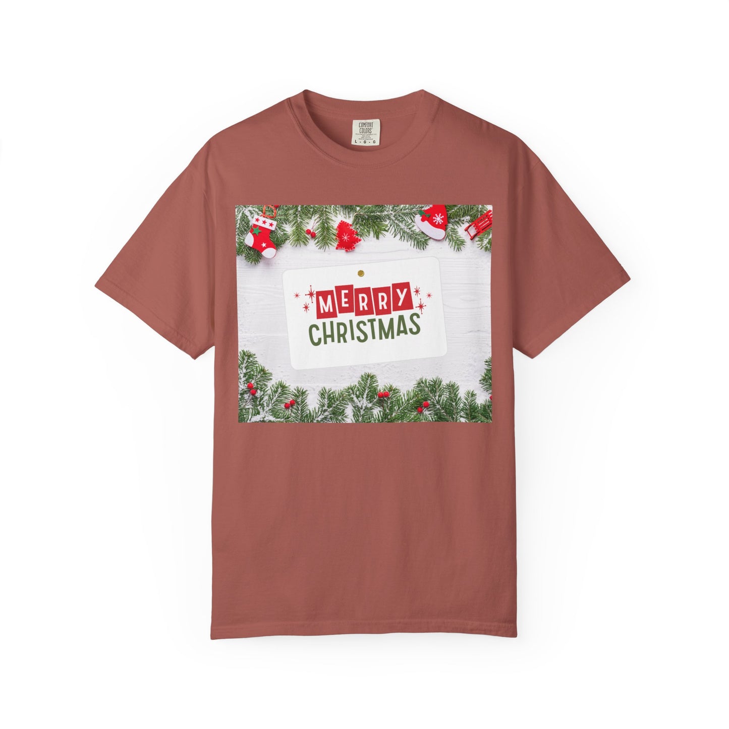 Merry Christmas Holiday T-Shirt — Festive Pine & Ornament Graphic