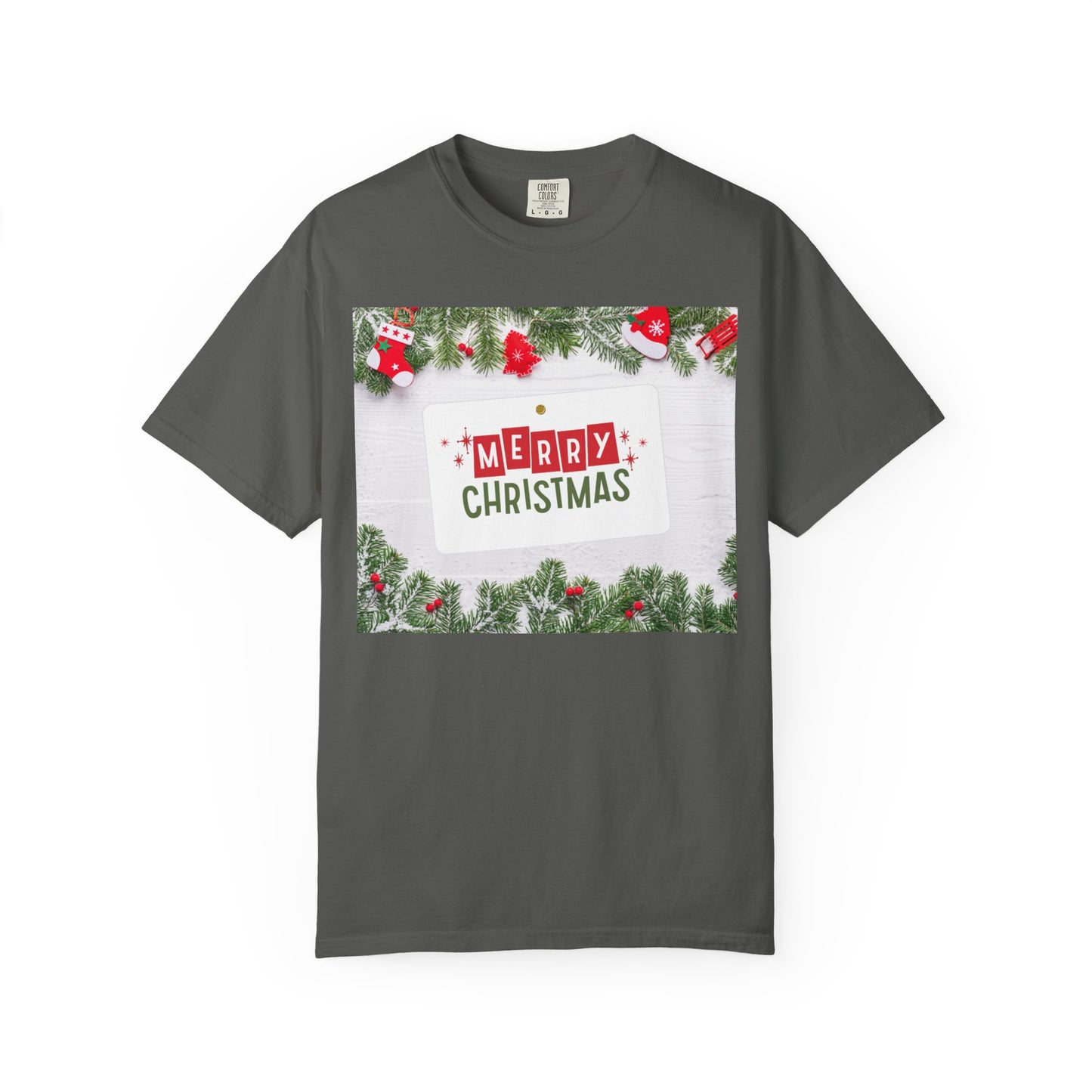 Merry Christmas Holiday T-Shirt — Festive Pine & Ornament Graphic