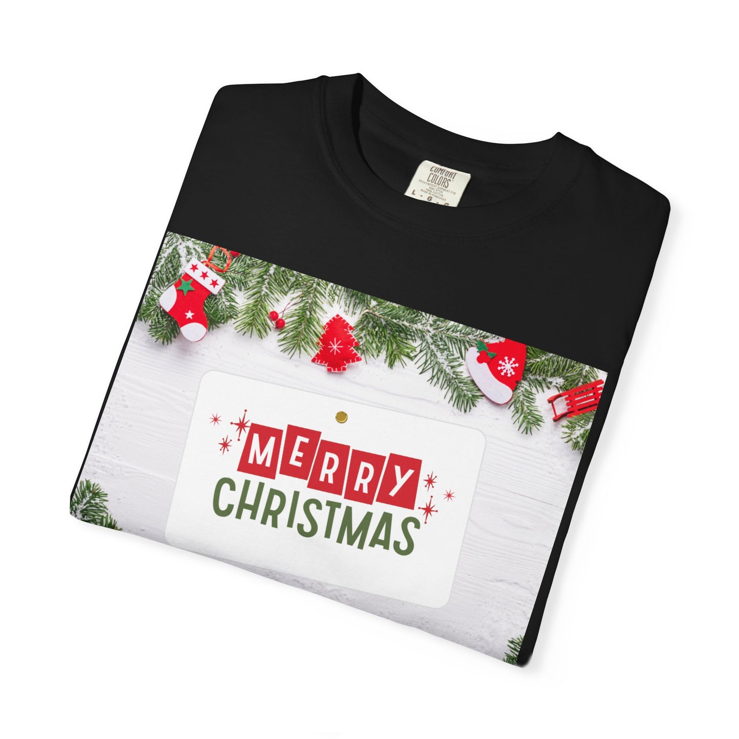 Merry Christmas Holiday T-Shirt — Festive Pine & Ornament Graphic