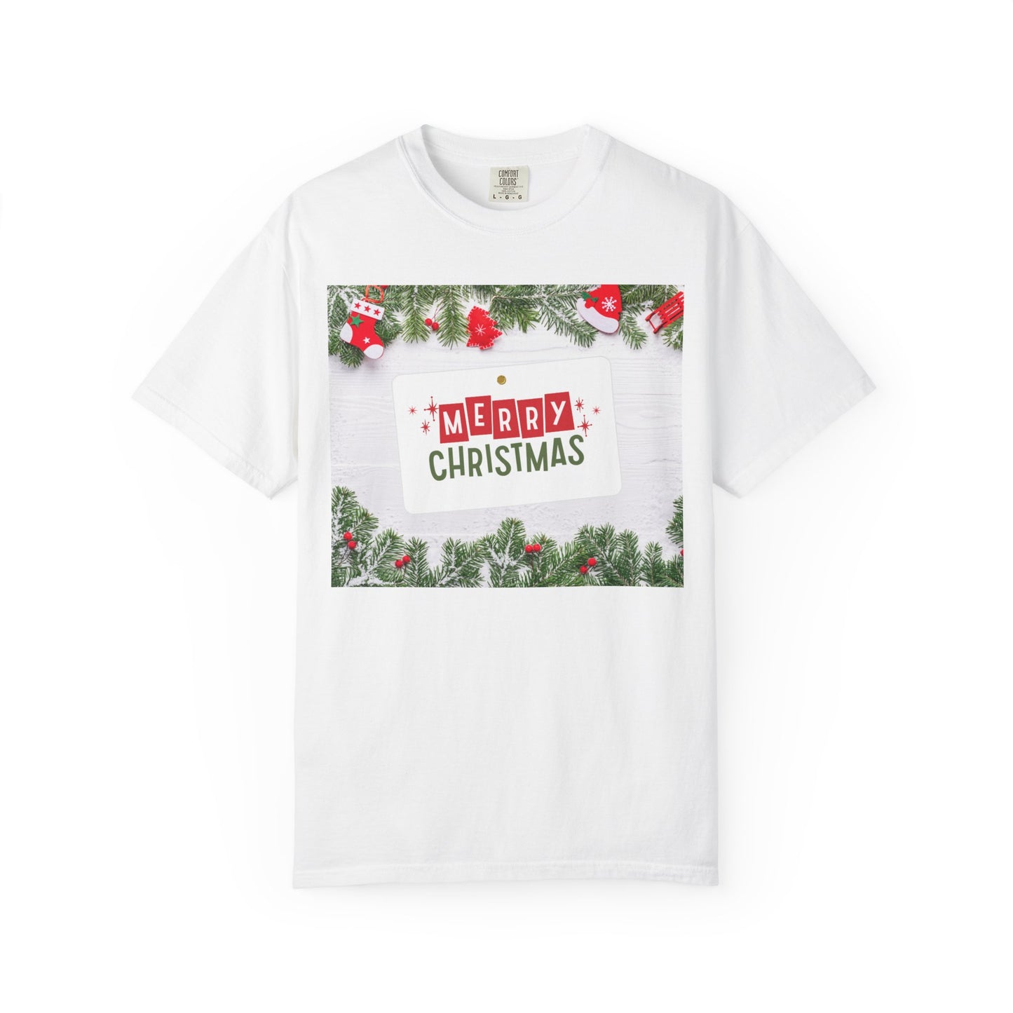 Merry Christmas Holiday T-Shirt — Festive Pine & Ornament Graphic