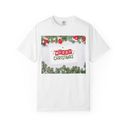 Merry Christmas Holiday T-Shirt — Festive Pine & Ornament Graphic