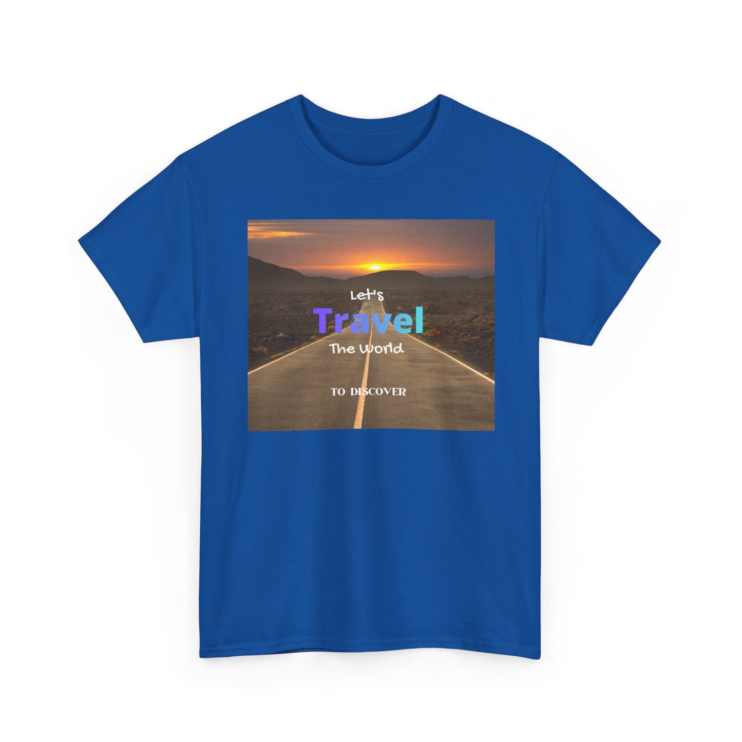 Travel Sunset Road T‑Shirt – "Let's Travel the World" Graphic Tee