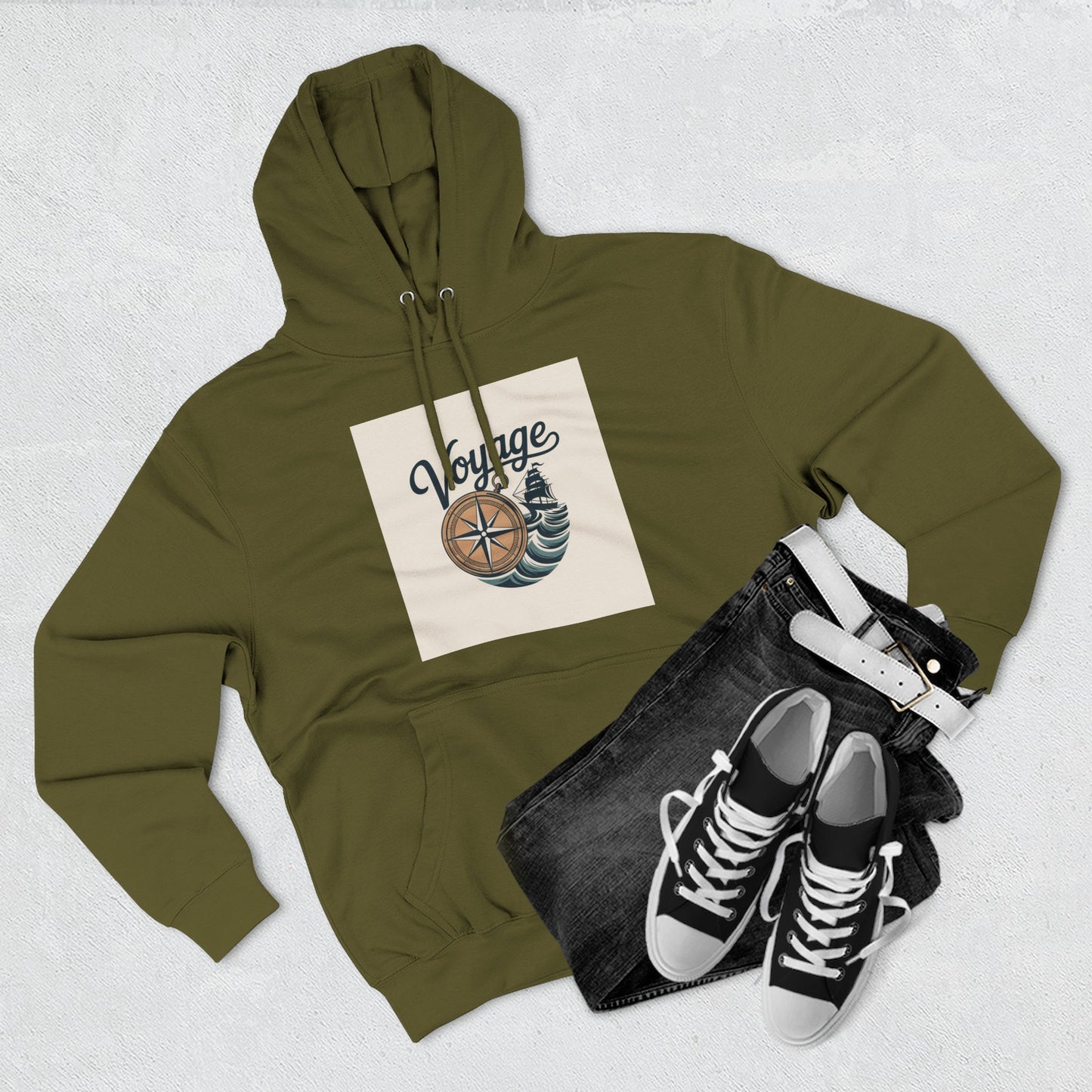 Voyage Compass Hoodie — Nautical Travel Graphic Pullover