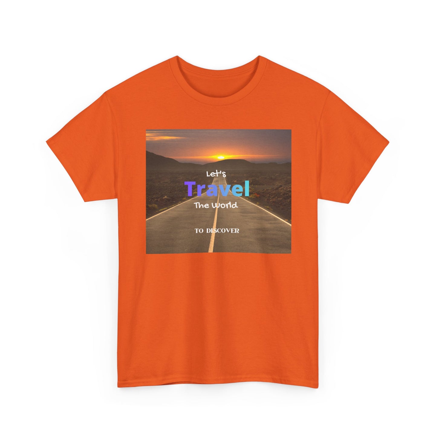 Travel Sunset Road T‑Shirt – "Let's Travel the World" Graphic Tee