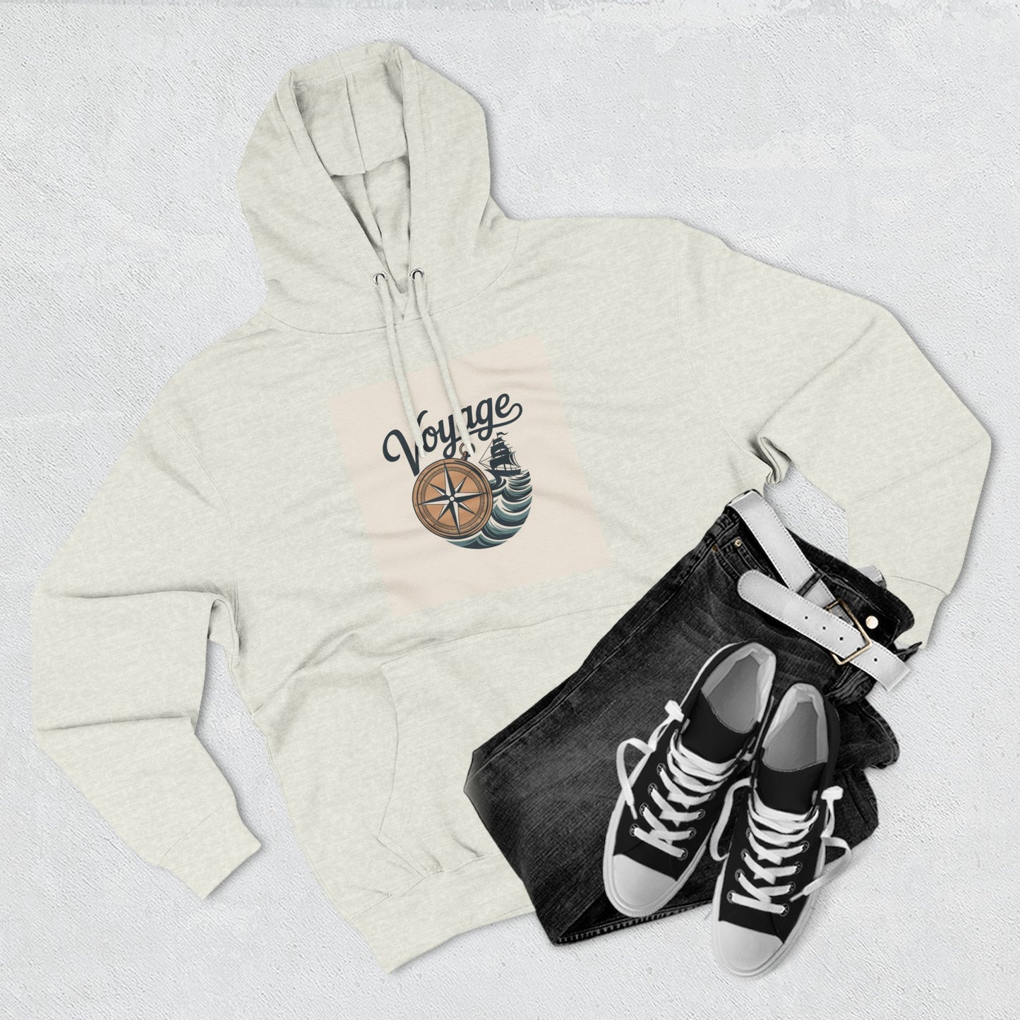 Voyage Compass Hoodie — Nautical Travel Graphic Pullover
