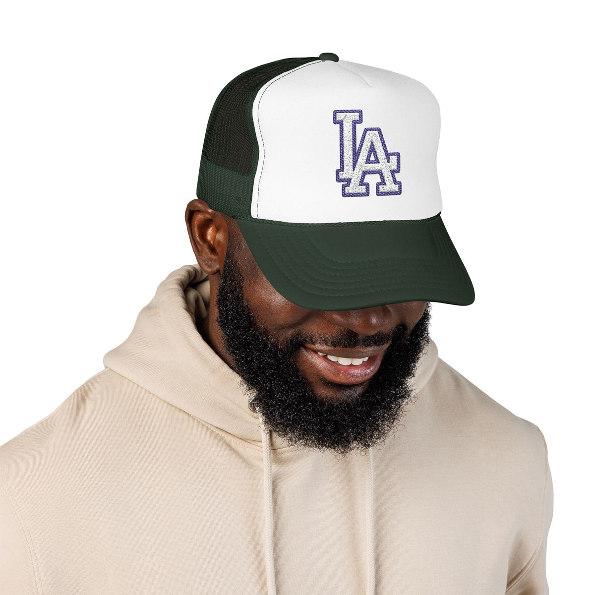 LA logo, Los Angeles California Design, City pride graphic, Varsity style hat cap, T-shirt hoodie POD