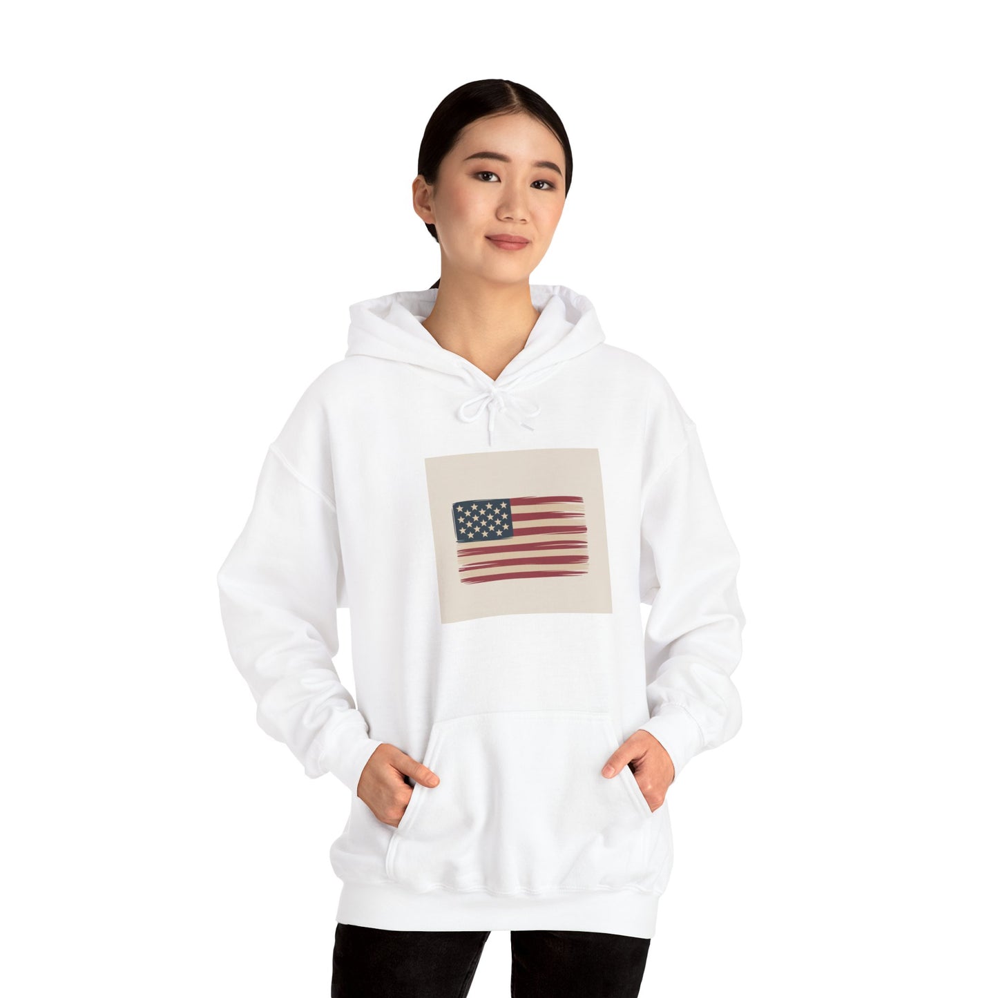 Vintage American Flag Hoodie — Distressed USA Patriotic Sweatshirt