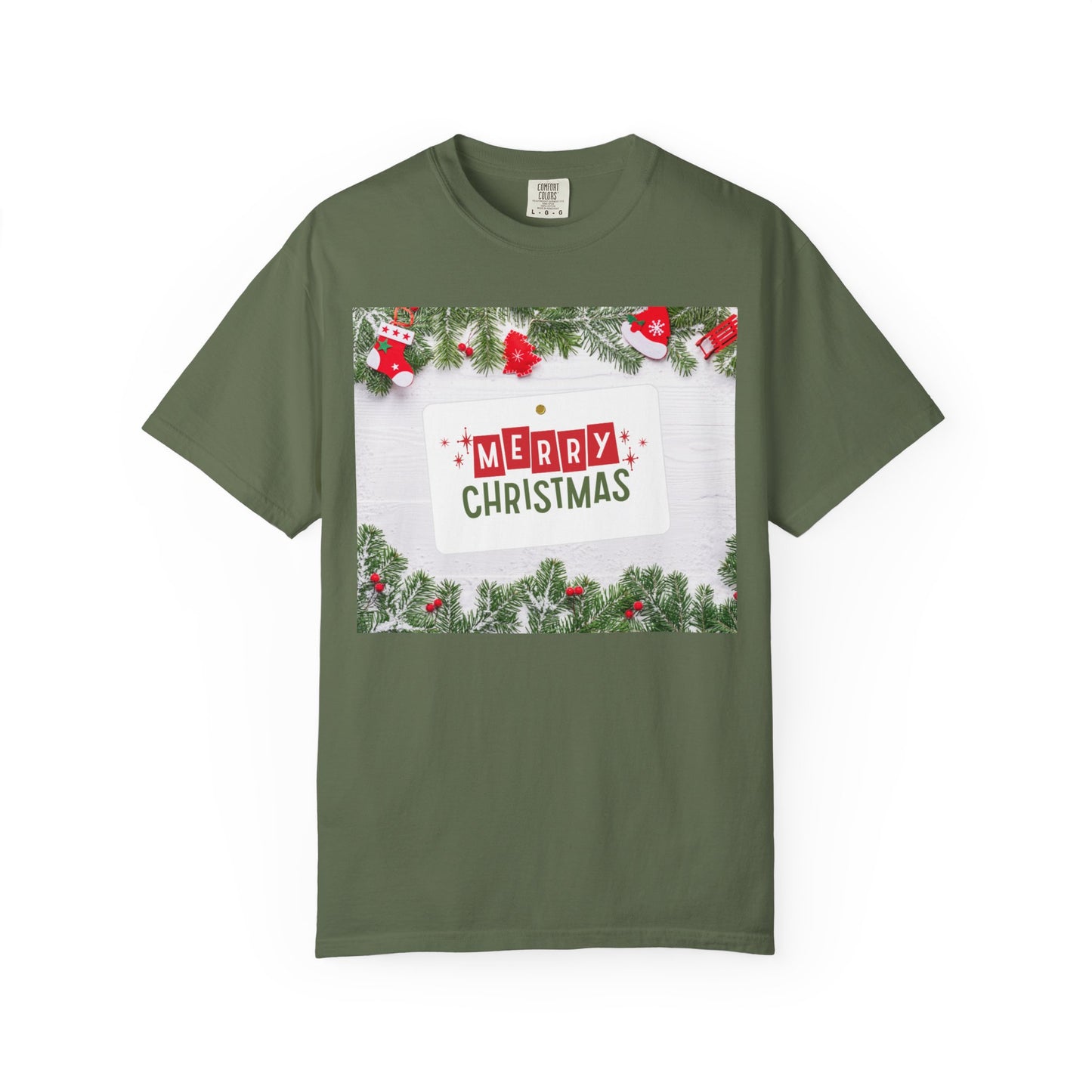 Merry Christmas Holiday T-Shirt — Festive Pine & Ornament Graphic