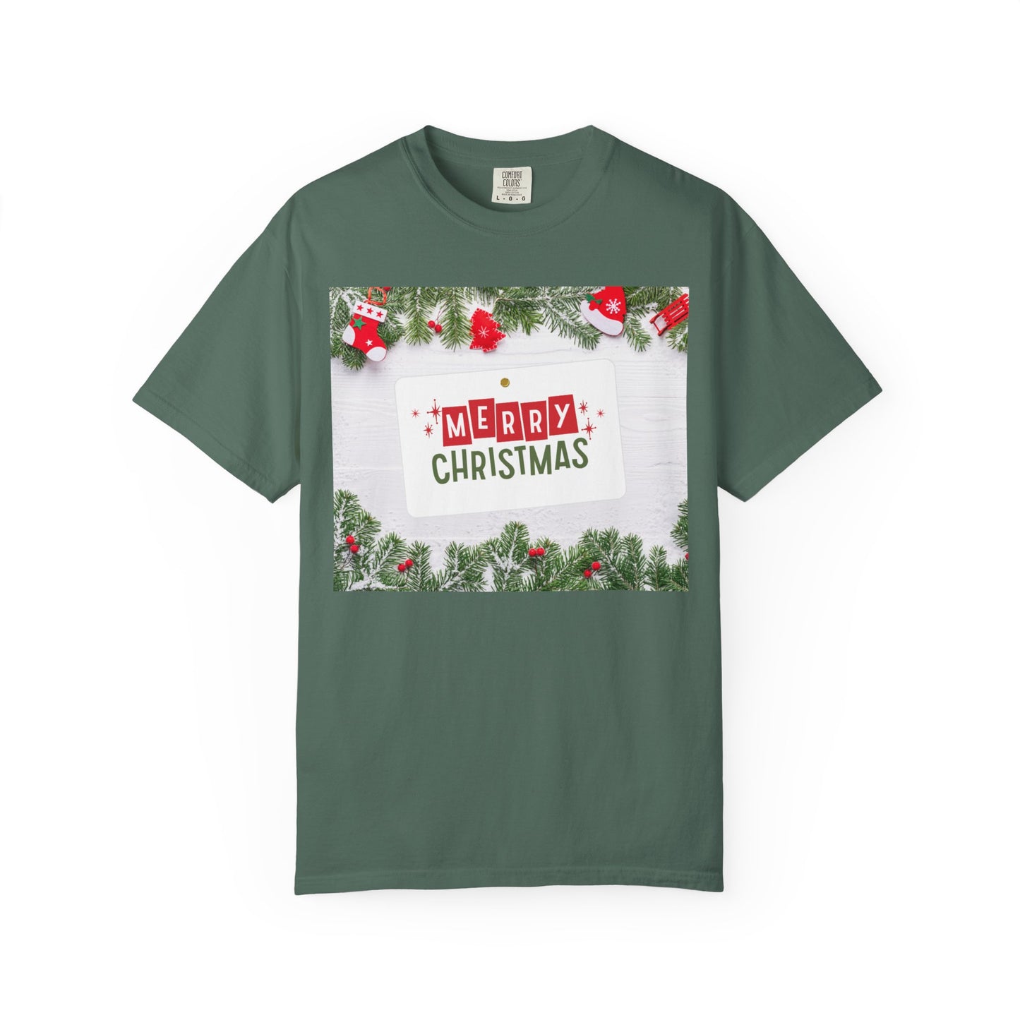 Merry Christmas Holiday T-Shirt — Festive Pine & Ornament Graphic