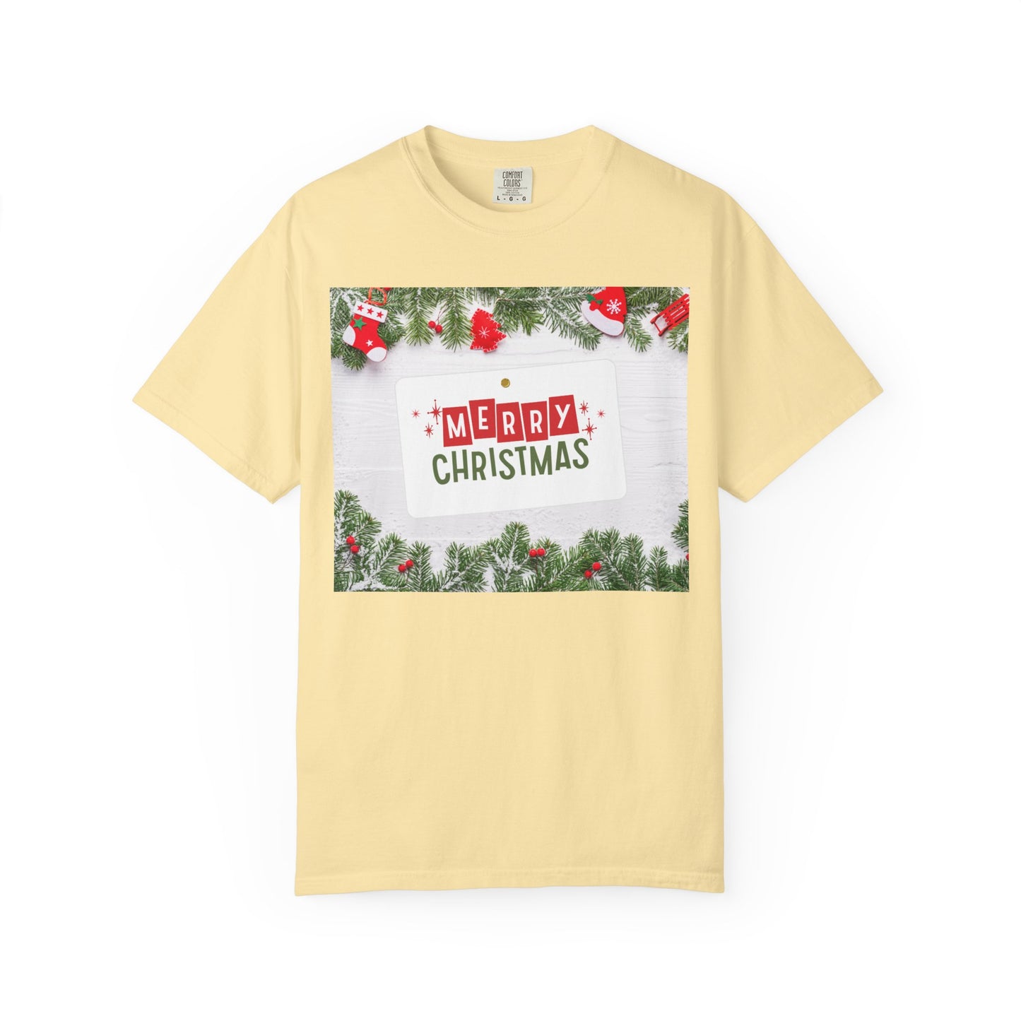 Merry Christmas Holiday T-Shirt — Festive Pine & Ornament Graphic