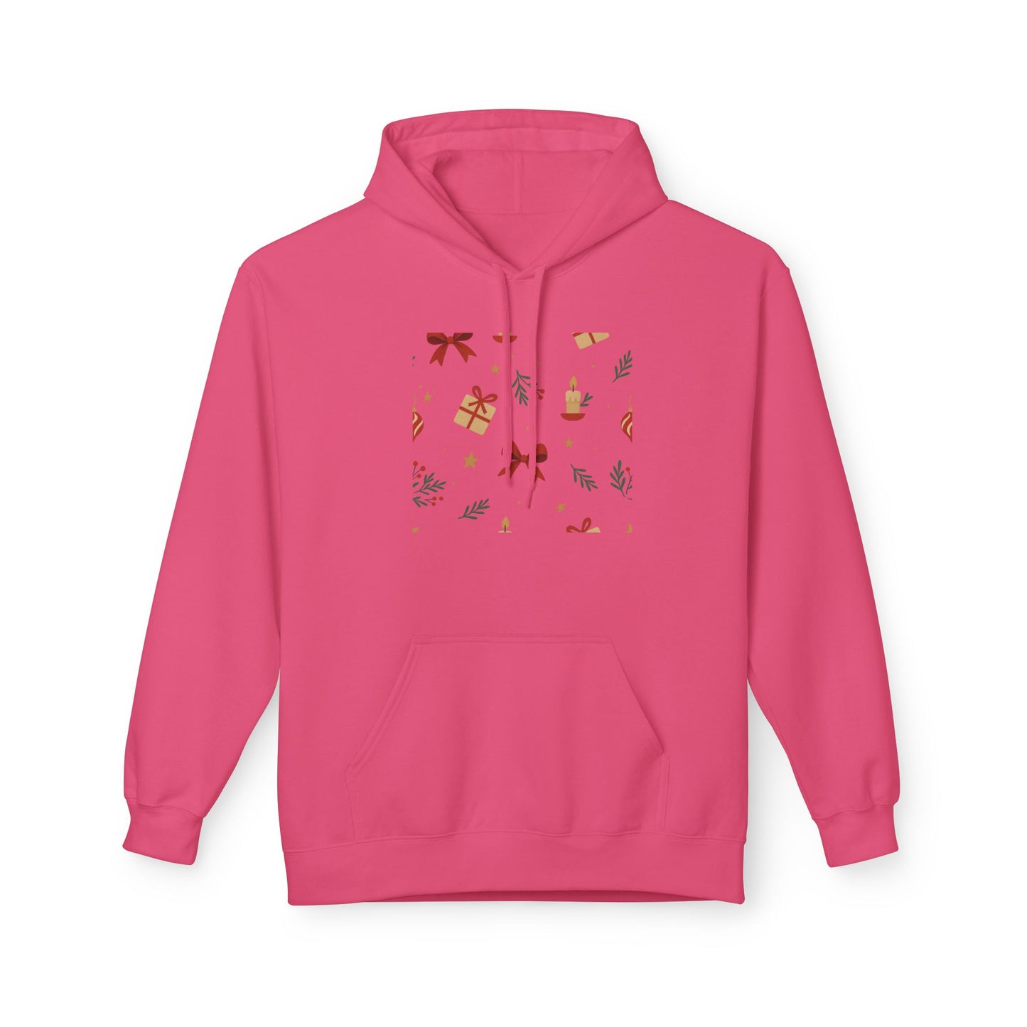 Holiday Gift Pattern Hoodie — Festive Presents & Bows Design