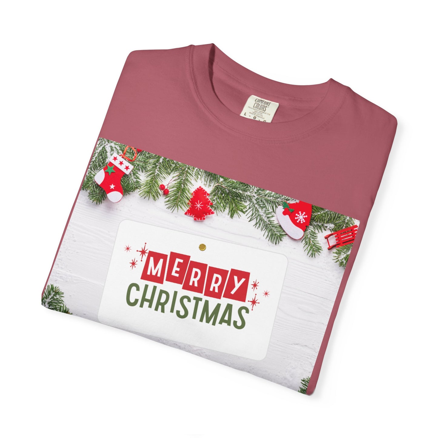 Merry Christmas Holiday T-Shirt — Festive Pine & Ornament Graphic