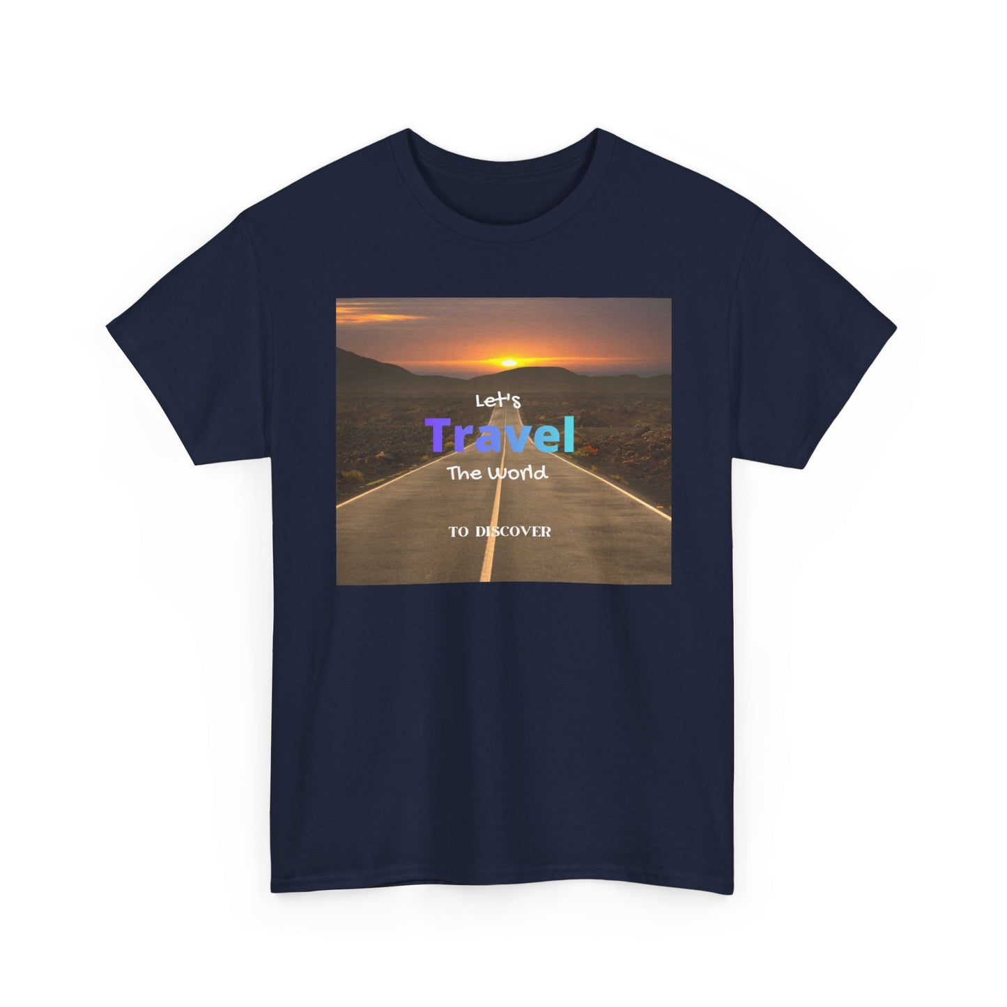 Travel Sunset Road T‑Shirt – "Let's Travel the World" Graphic Tee