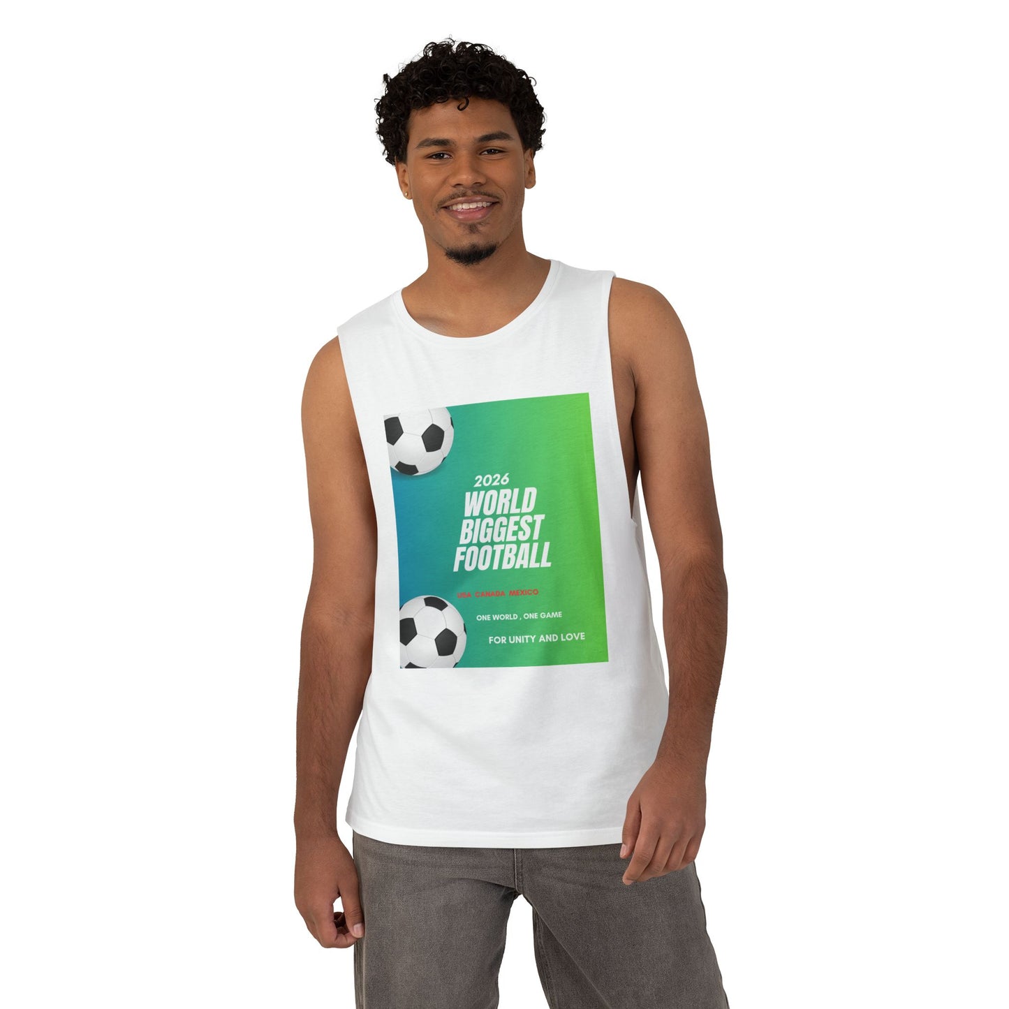 Football Graphic Tank Top — "World Biggest Football 2028" Sports Tee