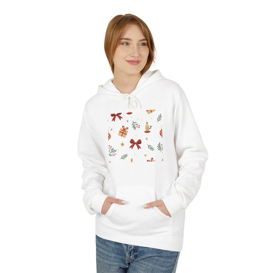 Holiday Gift Pattern Hoodie — Festive Presents & Bows Design