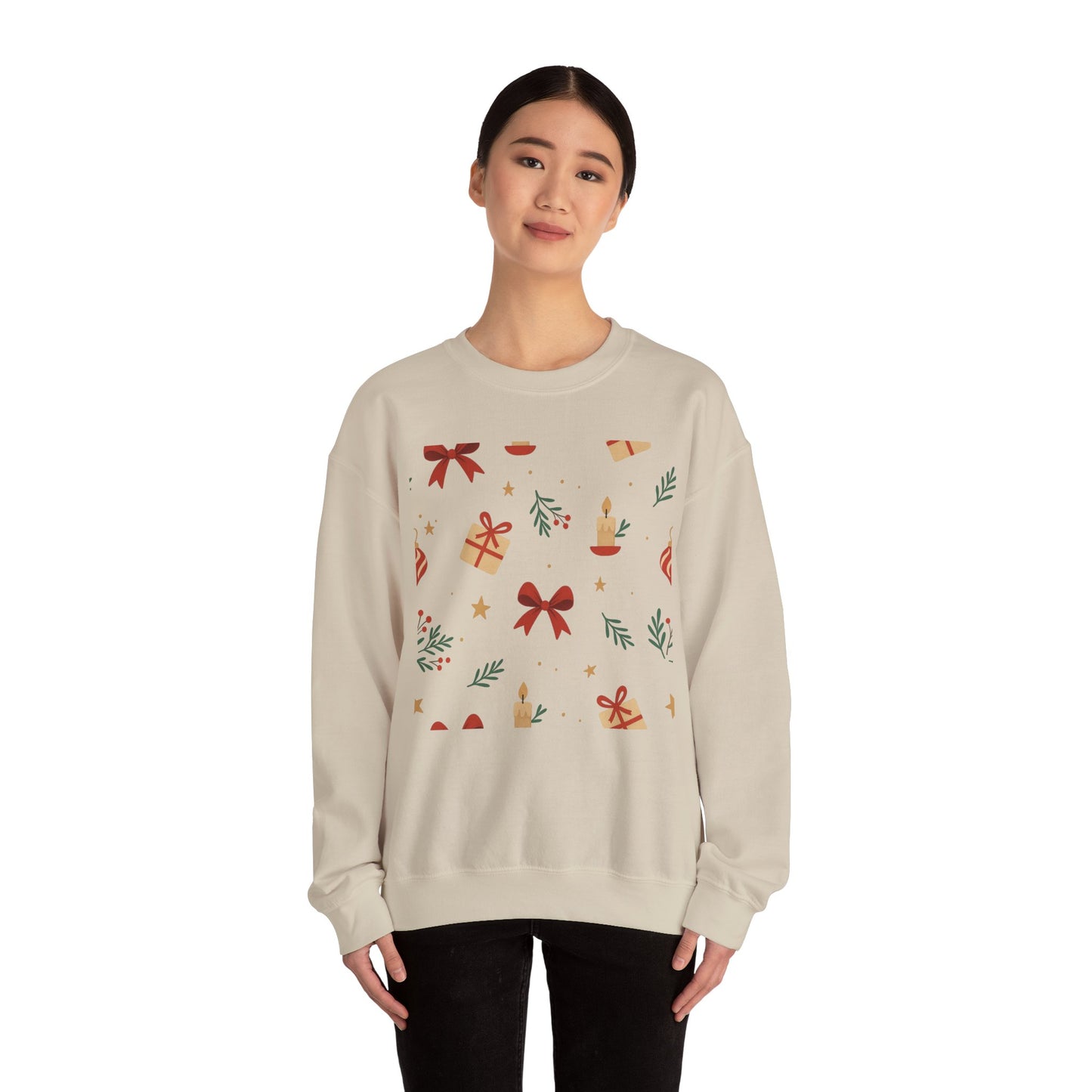 Holiday Pattern Sweatshirt — Festive Gifts & Candle Design Crewneck