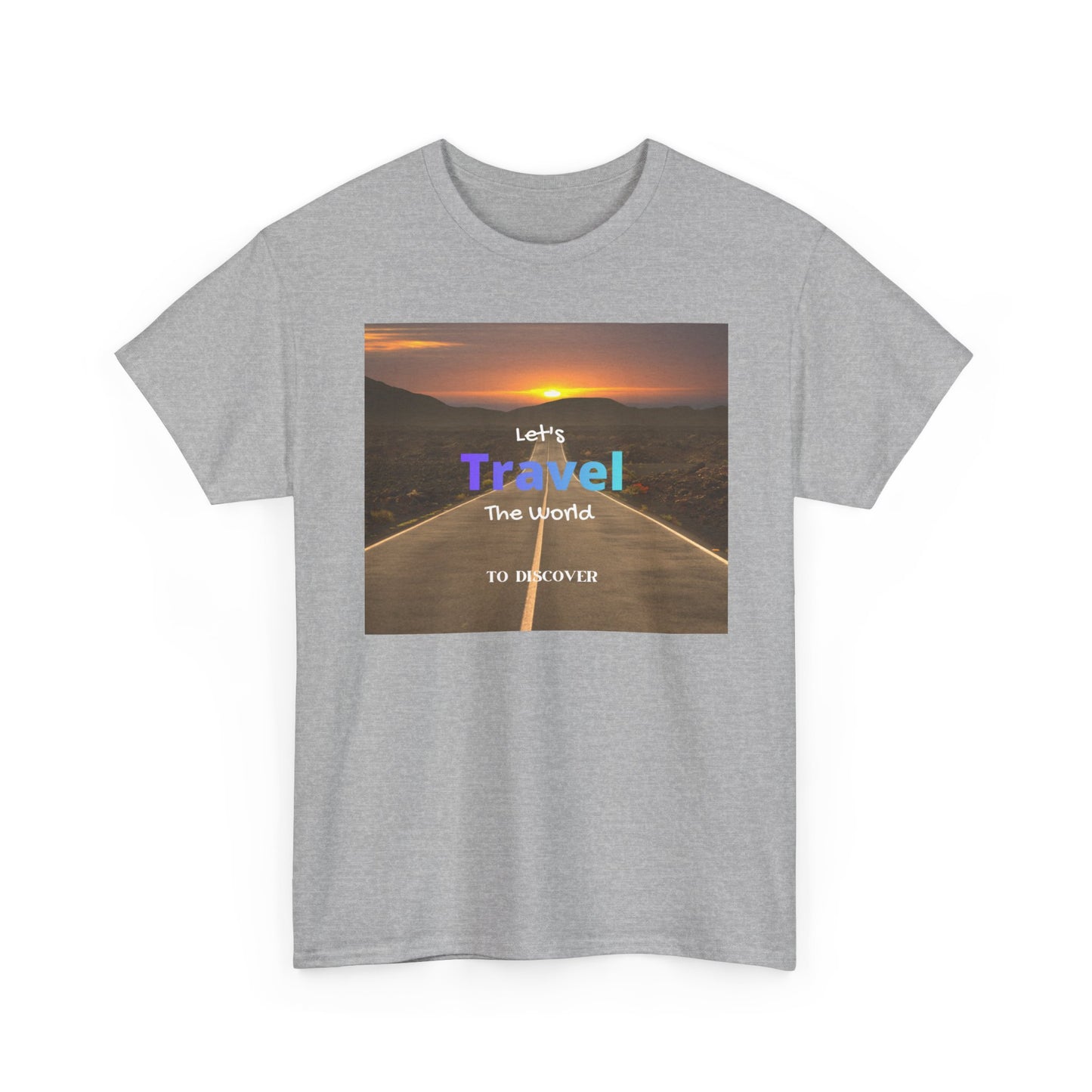 Travel Sunset Road T‑Shirt – "Let's Travel the World" Graphic Tee