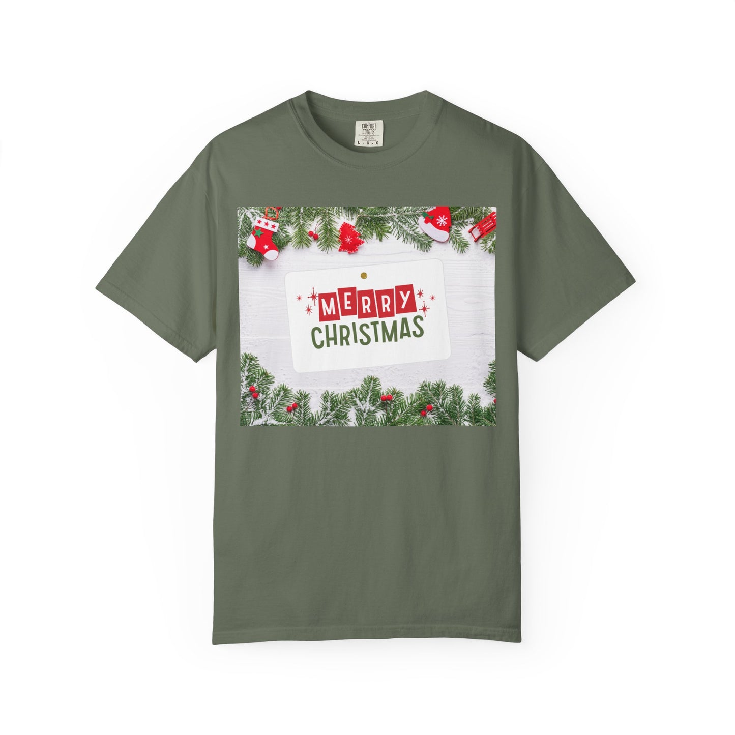 Merry Christmas Holiday T-Shirt — Festive Pine & Ornament Graphic
