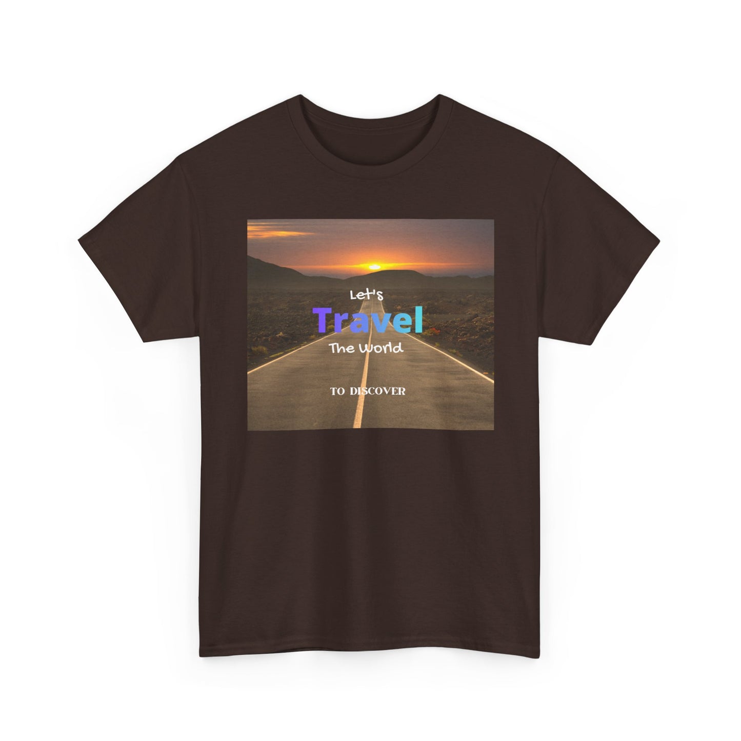 Travel Sunset Road T‑Shirt – "Let's Travel the World" Graphic Tee
