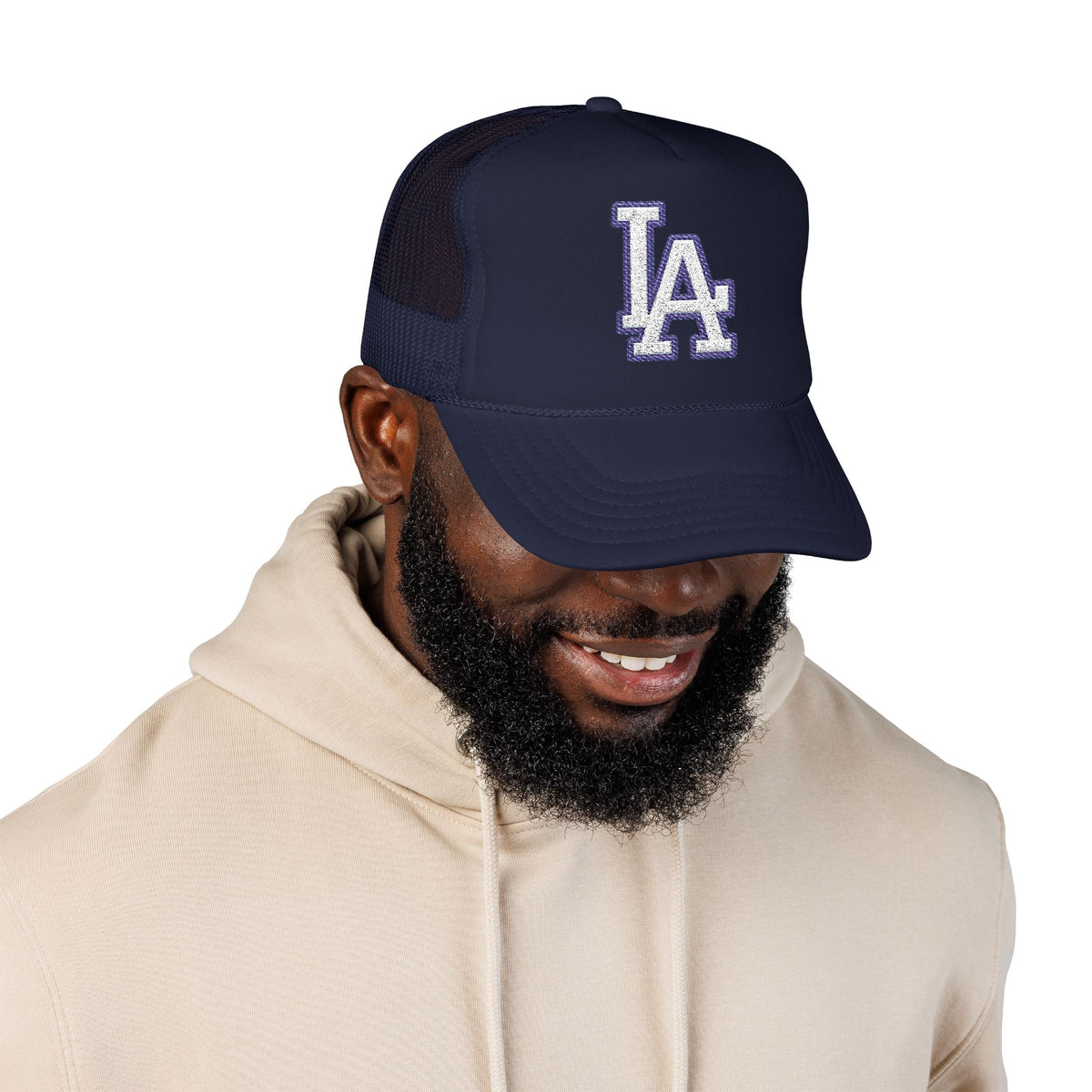 LA logo, Los Angeles California Design, City pride graphic, Varsity style hat cap, T-shirt hoodie POD