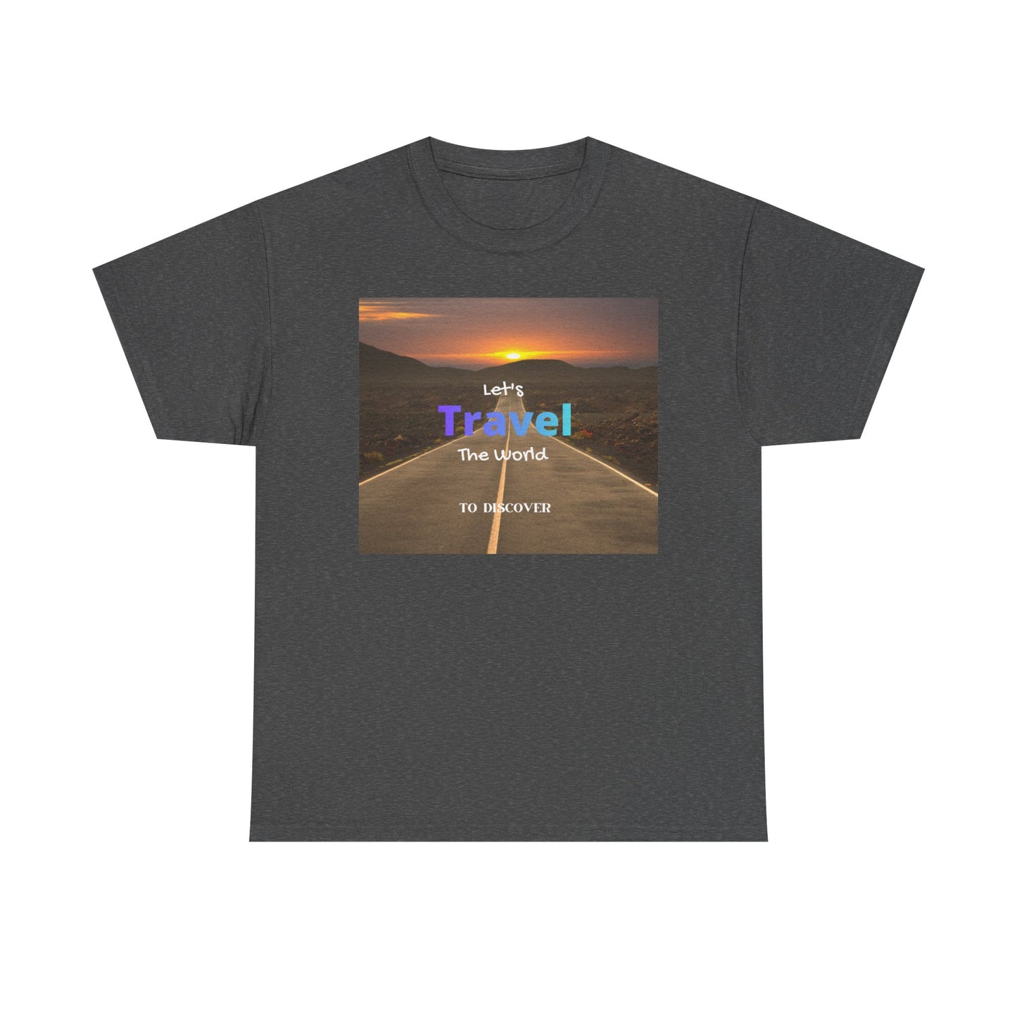 Travel Sunset Road T‑Shirt – "Let's Travel the World" Graphic Tee