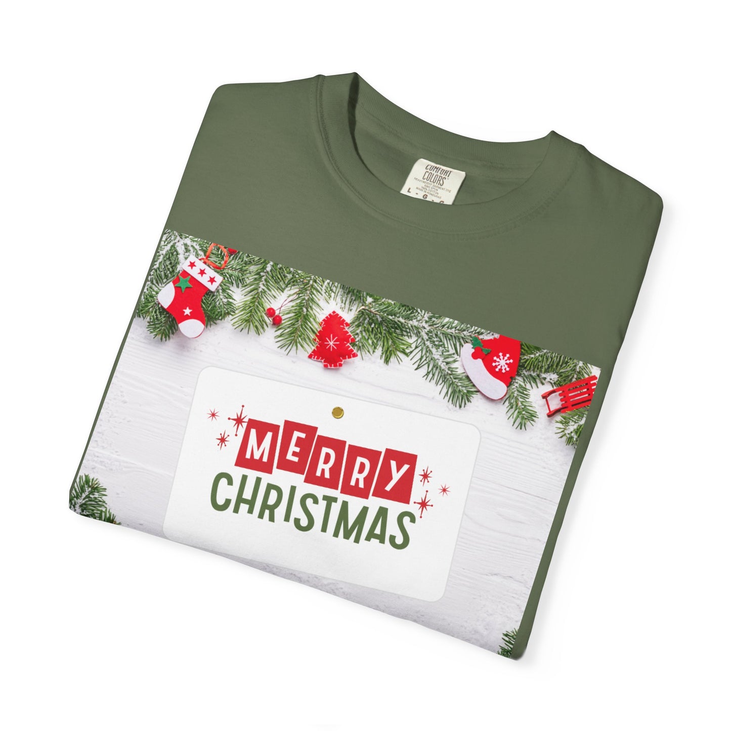 Merry Christmas Holiday T-Shirt — Festive Pine & Ornament Graphic