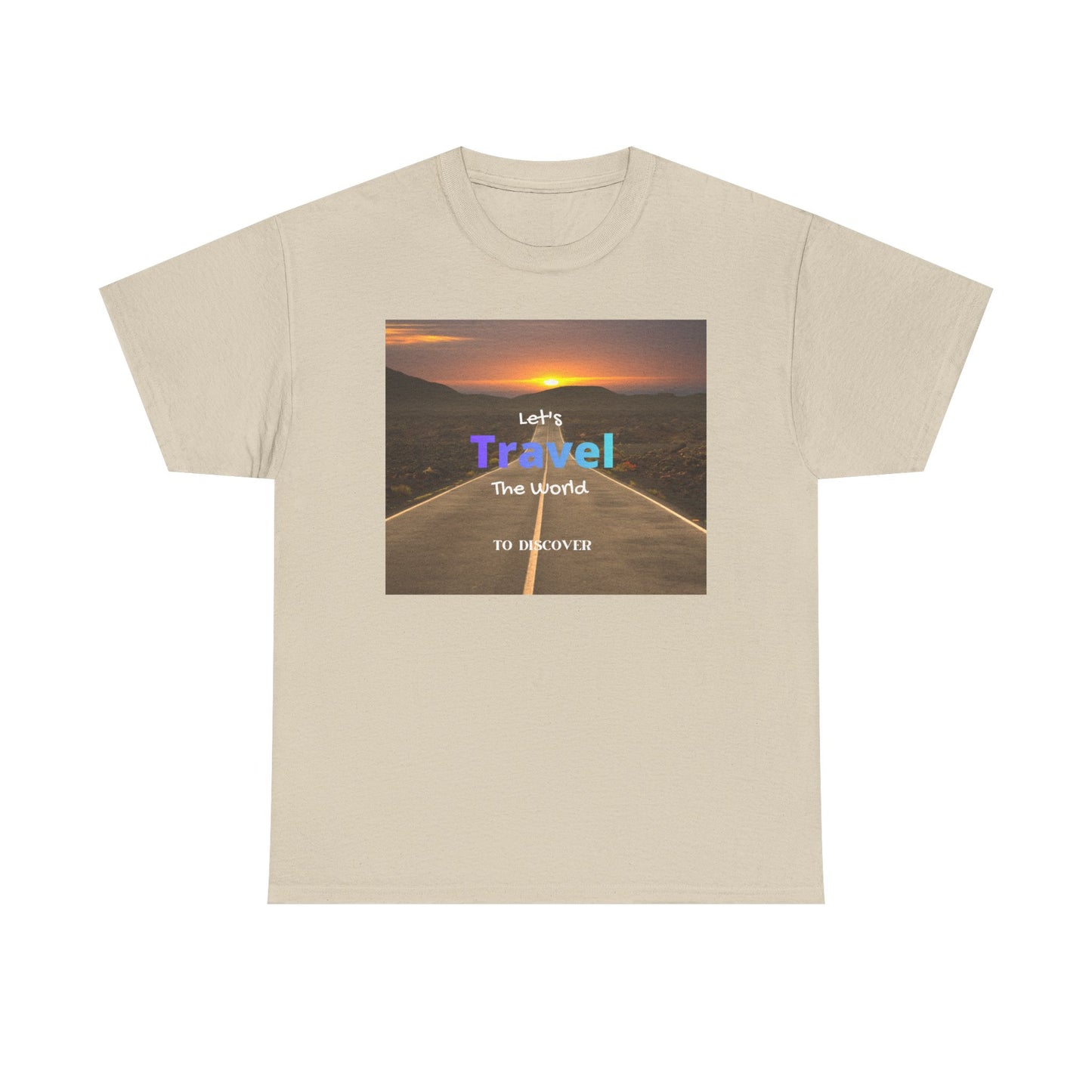 Travel Sunset Road T‑Shirt – "Let's Travel the World" Graphic Tee