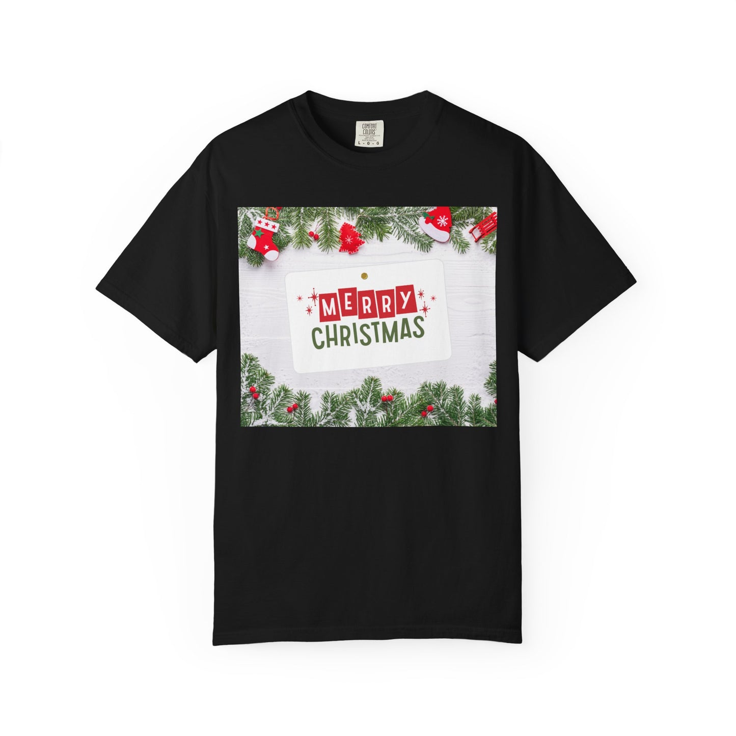 Merry Christmas Holiday T-Shirt — Festive Pine & Ornament Graphic