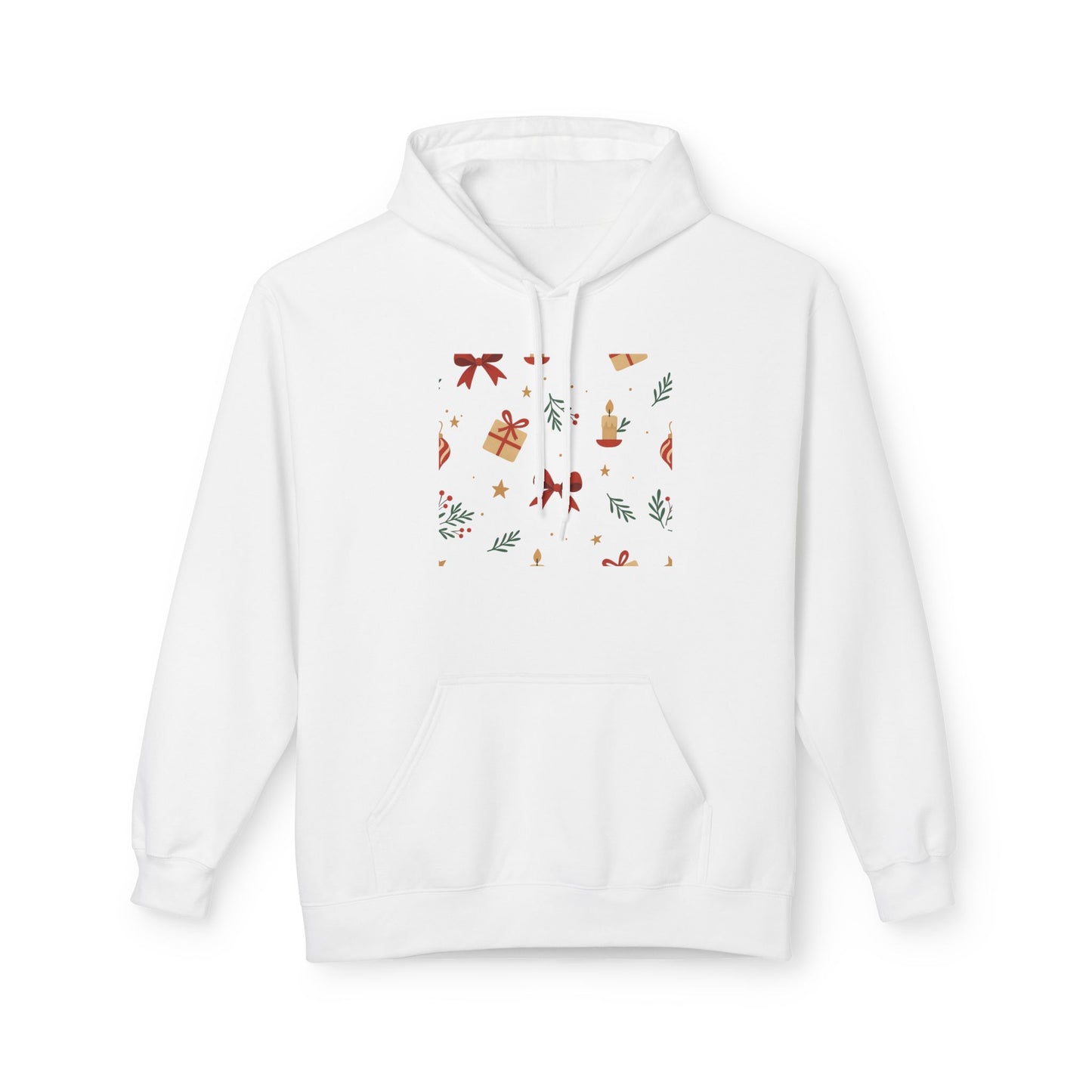 Holiday Gift Pattern Hoodie — Festive Presents & Bows Design