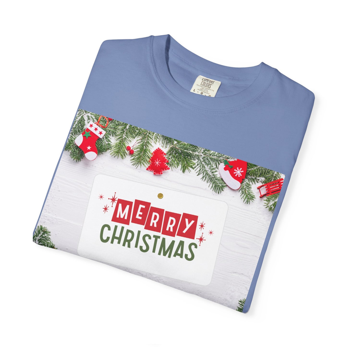 Merry Christmas Holiday T-Shirt — Festive Pine & Ornament Graphic
