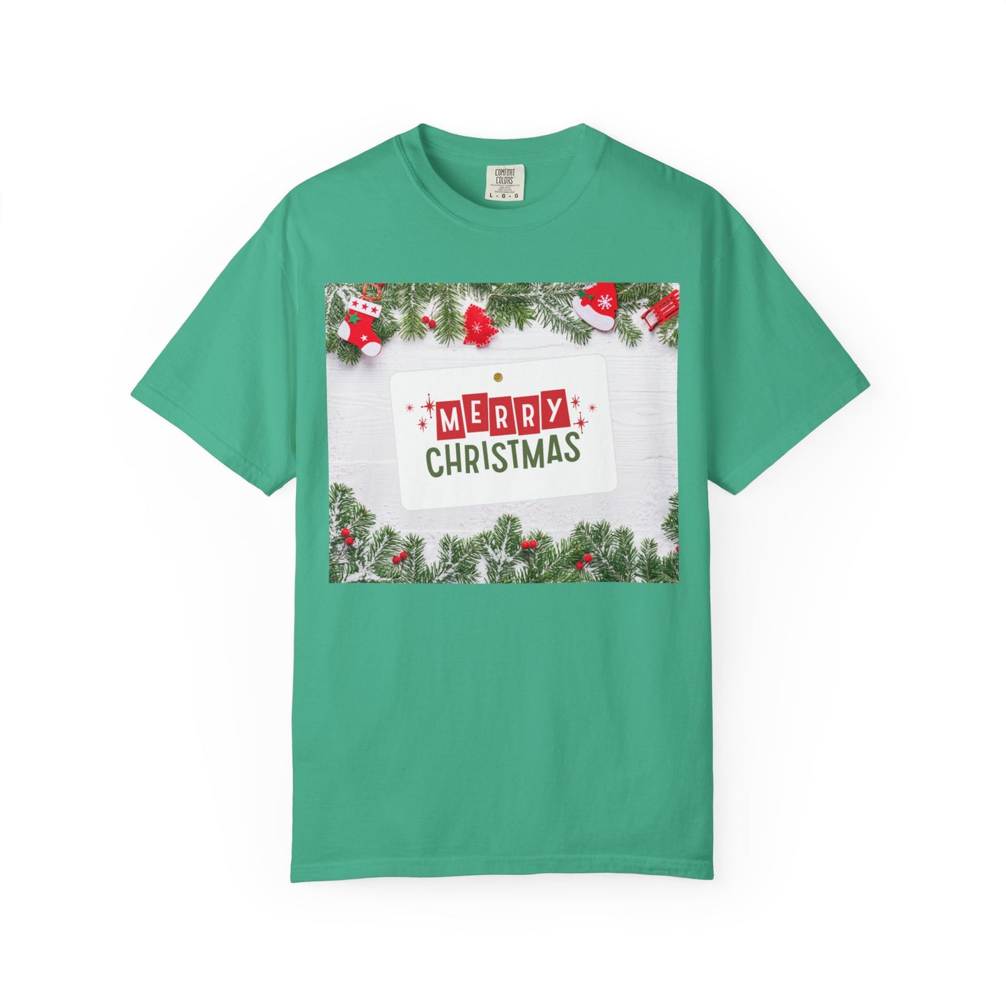 Merry Christmas Holiday T-Shirt — Festive Pine & Ornament Graphic
