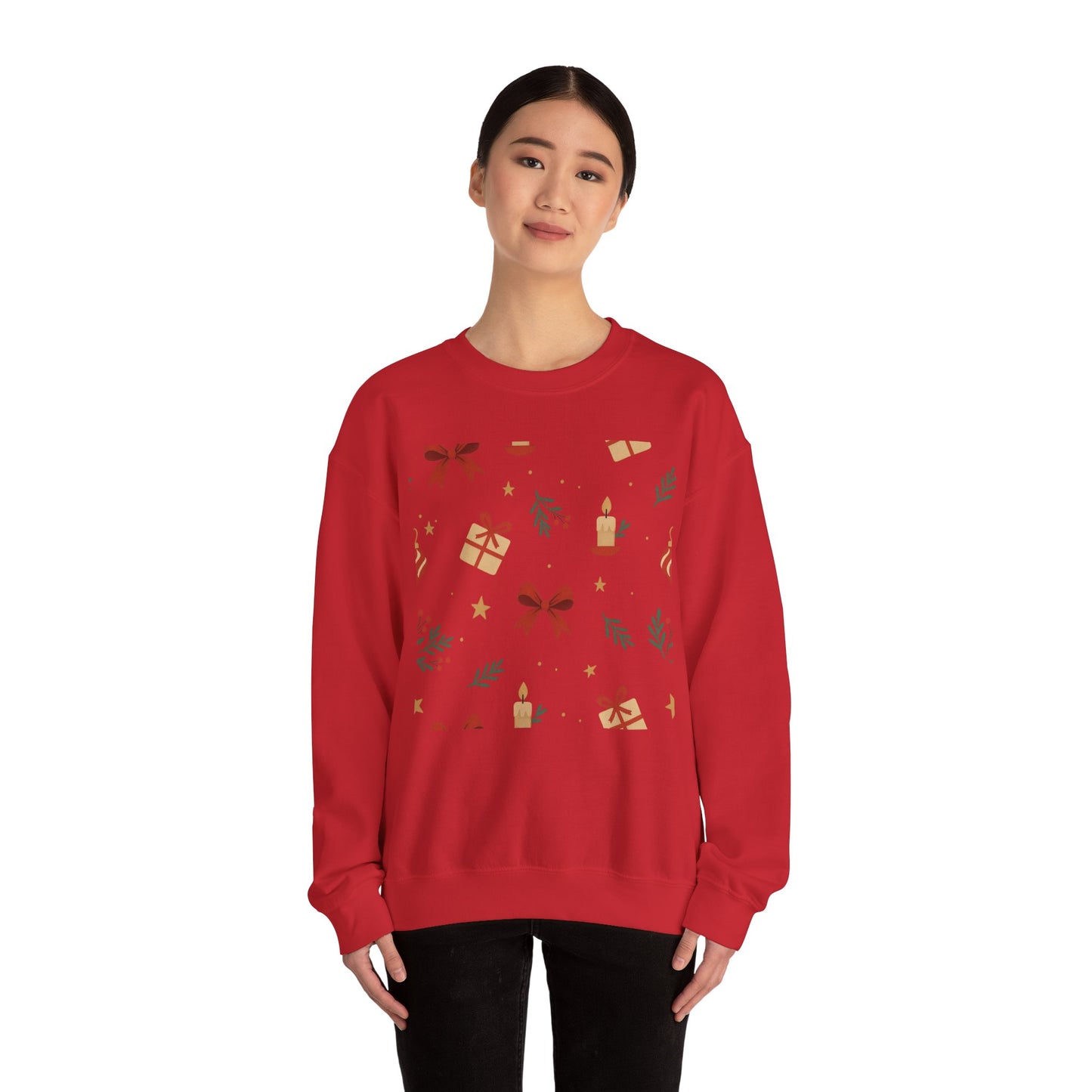 Holiday Pattern Sweatshirt — Festive Gifts & Candle Design Crewneck