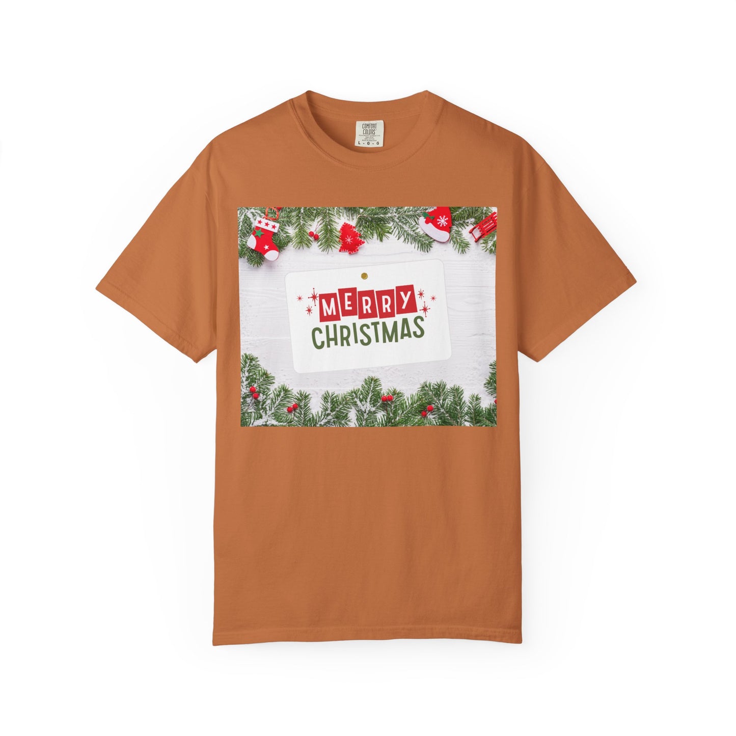 Merry Christmas Holiday T-Shirt — Festive Pine & Ornament Graphic