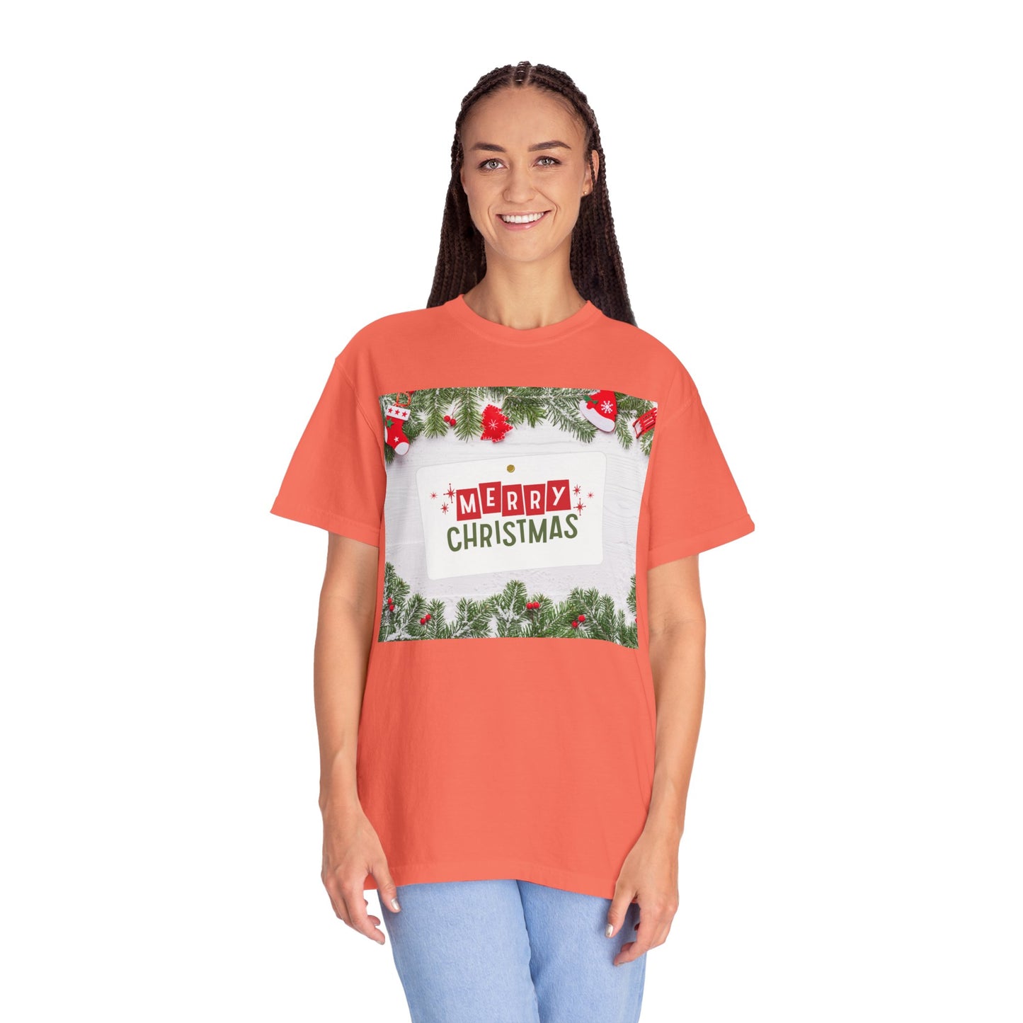Merry Christmas Holiday T-Shirt — Festive Pine & Ornament Graphic