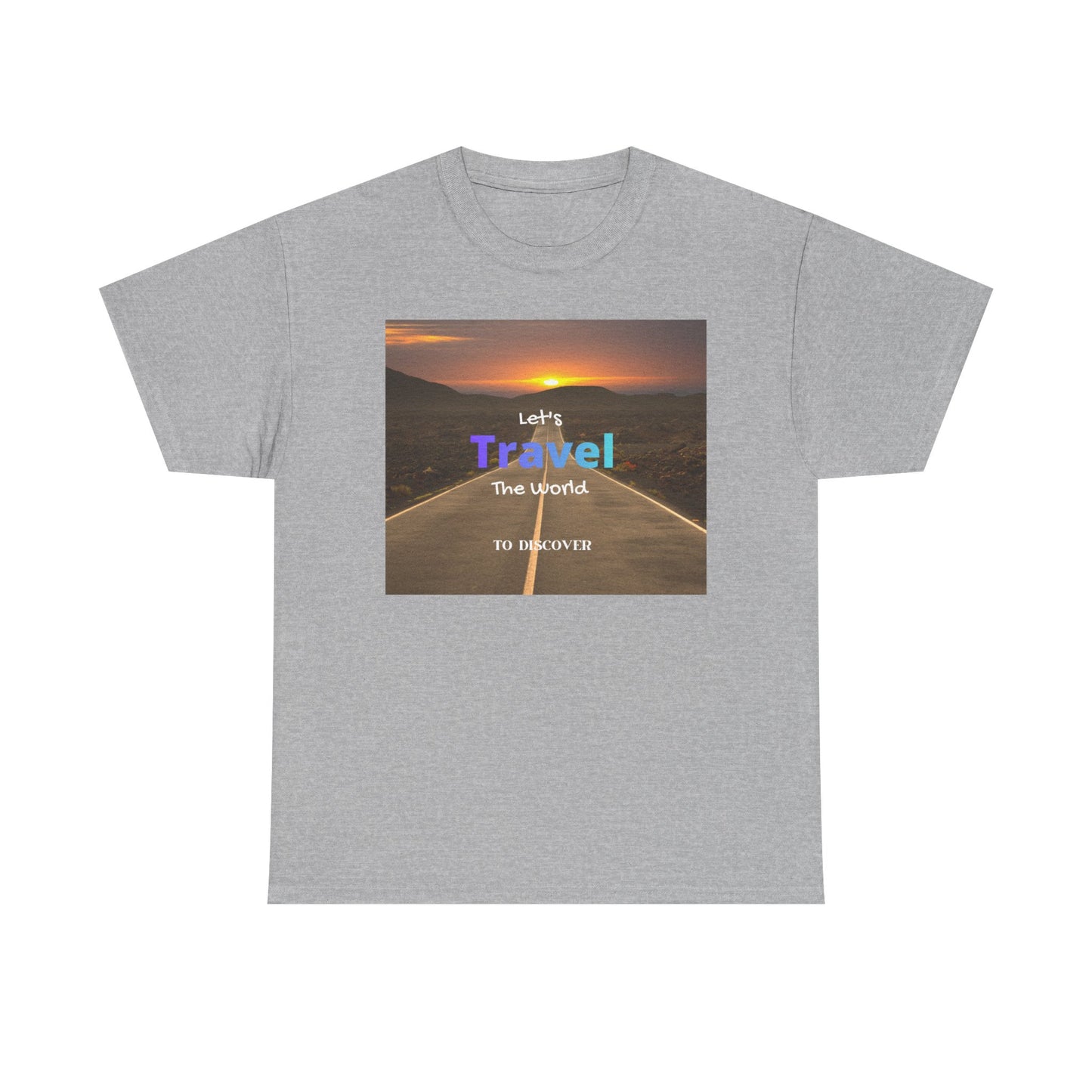 Travel Sunset Road T‑Shirt – "Let's Travel the World" Graphic Tee