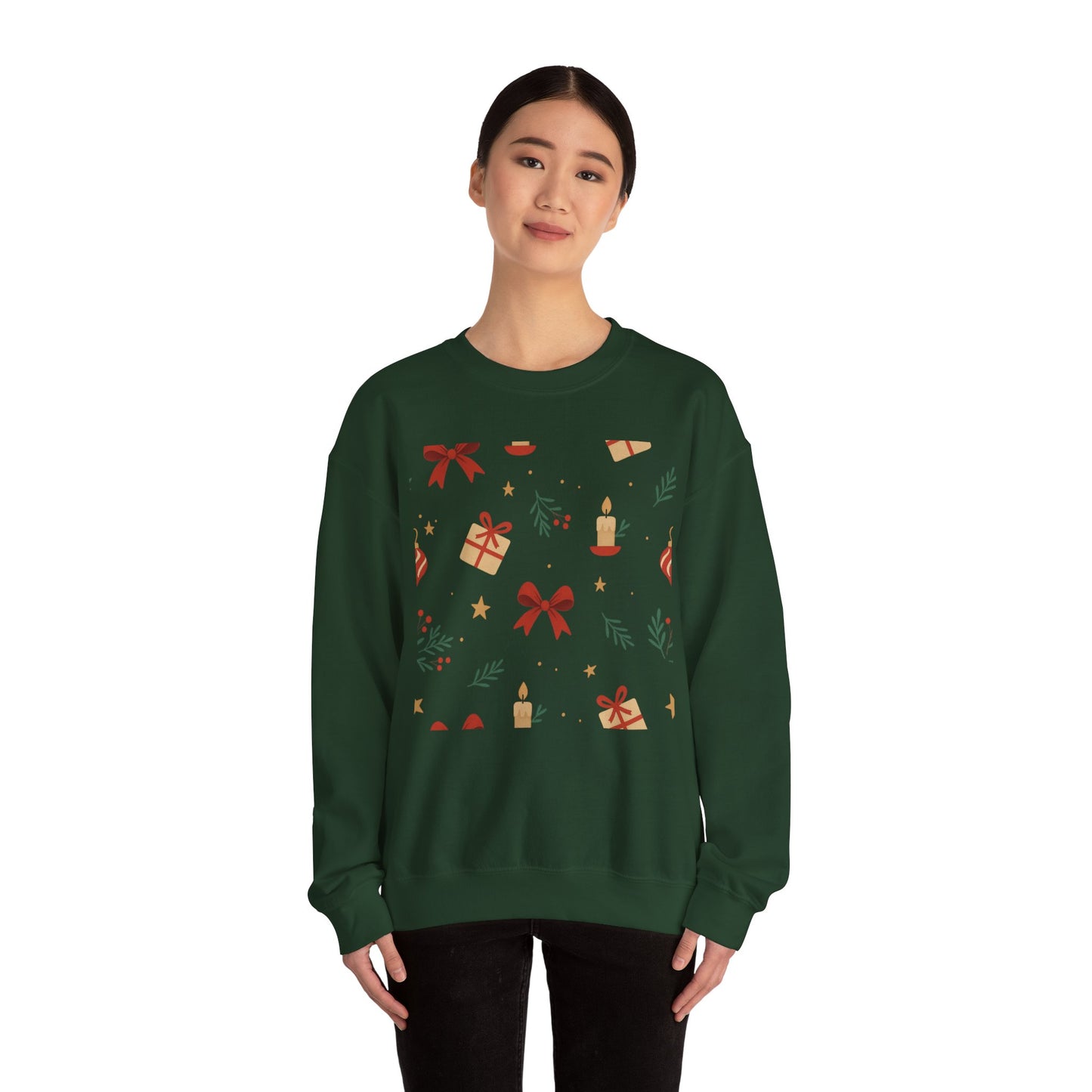 Holiday Pattern Sweatshirt — Festive Gifts & Candle Design Crewneck
