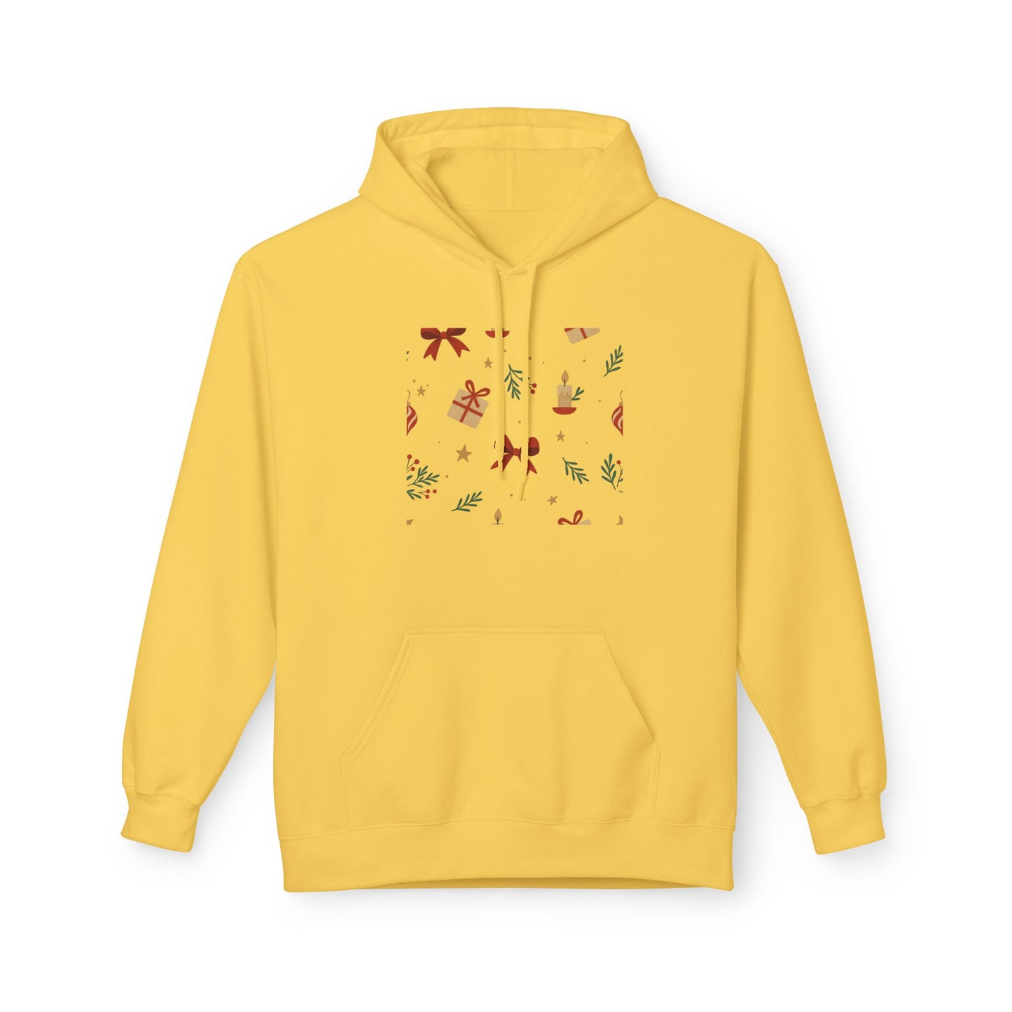 Holiday Gift Pattern Hoodie — Festive Presents & Bows Design