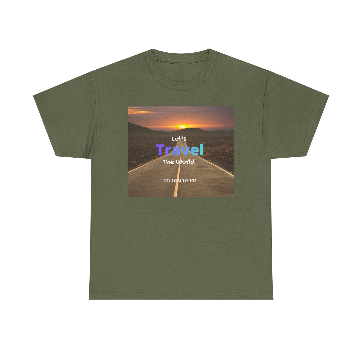 Travel Sunset Road T‑Shirt – "Let's Travel the World" Graphic Tee