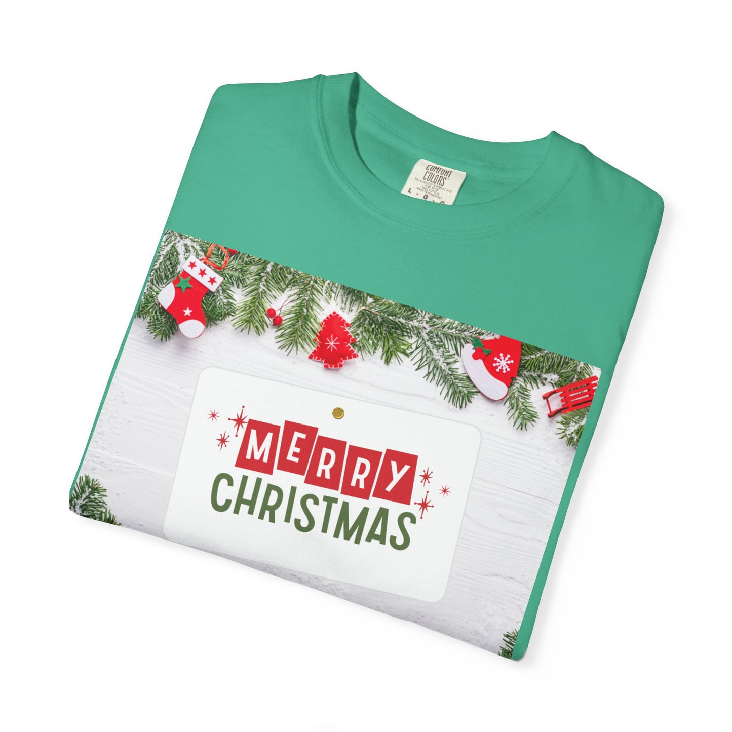 Merry Christmas Holiday T-Shirt — Festive Pine & Ornament Graphic