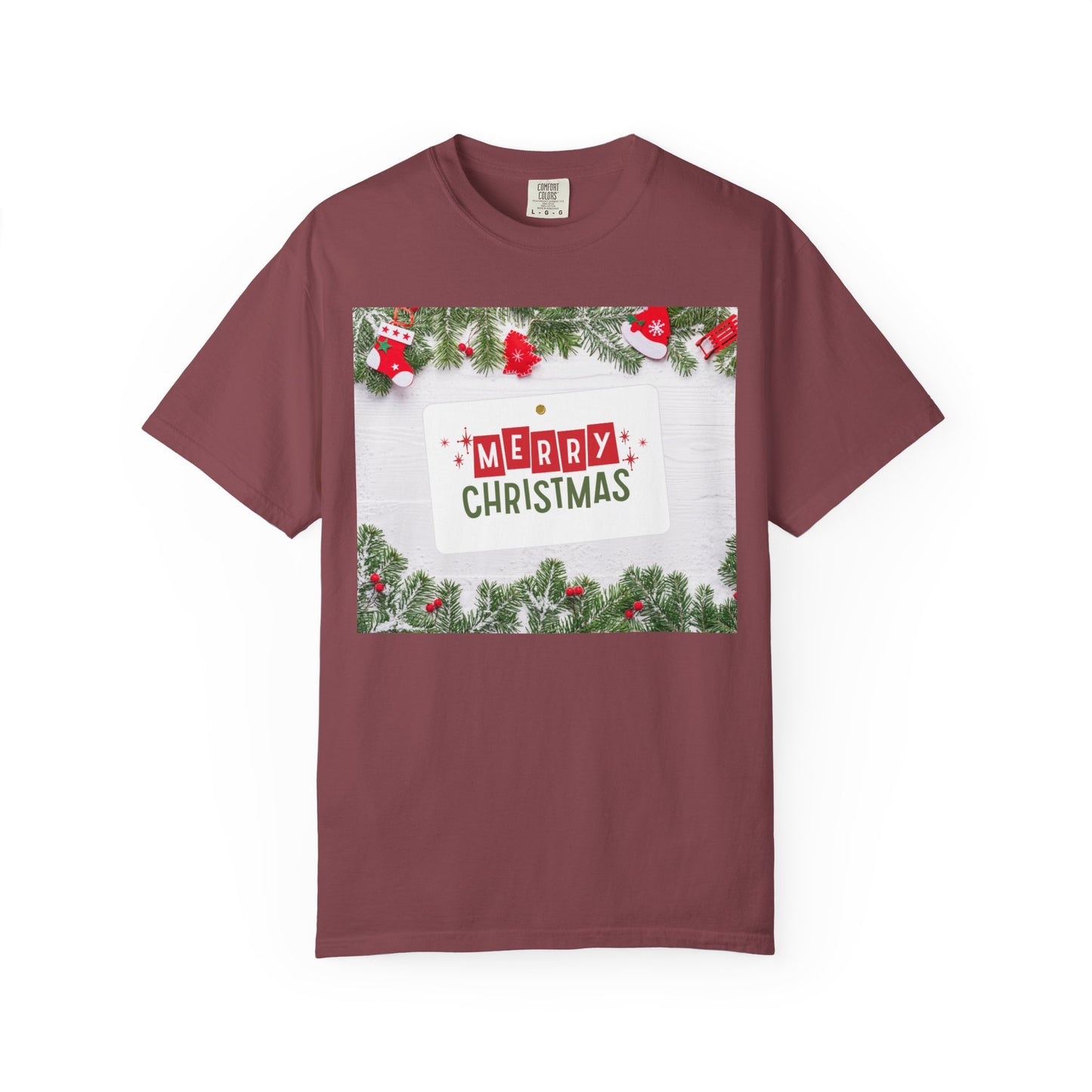 Merry Christmas Holiday T-Shirt — Festive Pine & Ornament Graphic